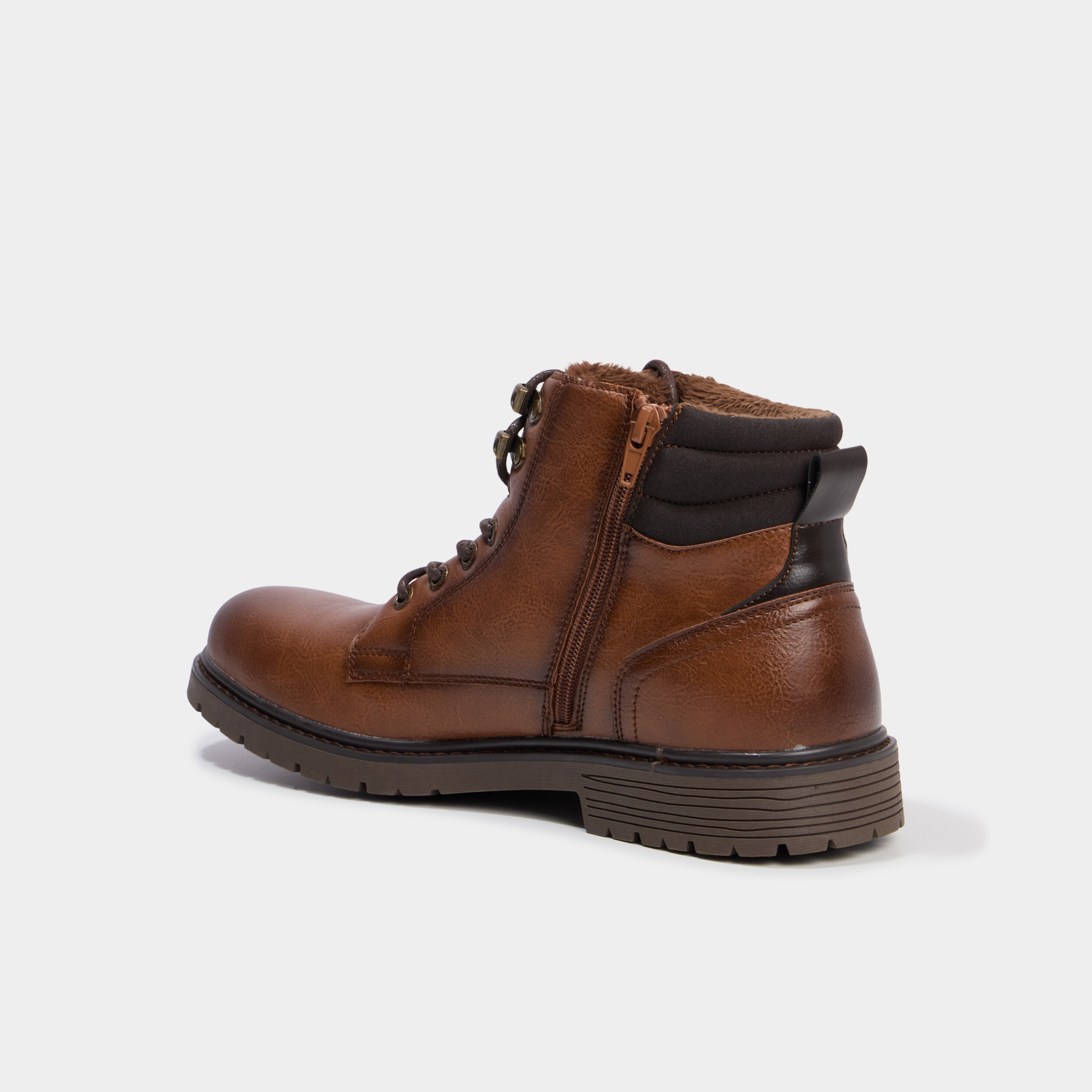 Bottines &agrave; lacets avec zip c&ocirc;t&eacute; marron clair homme