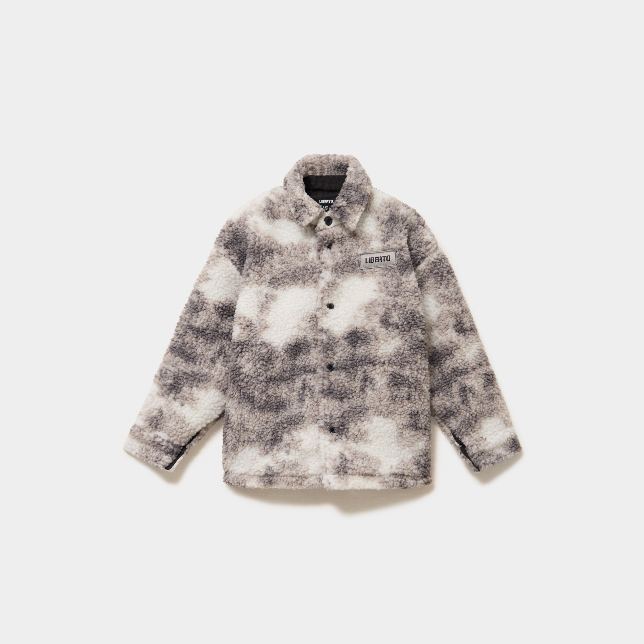 Surchemise oversize polaire boutonn&eacute;e gris gar&ccedil;on