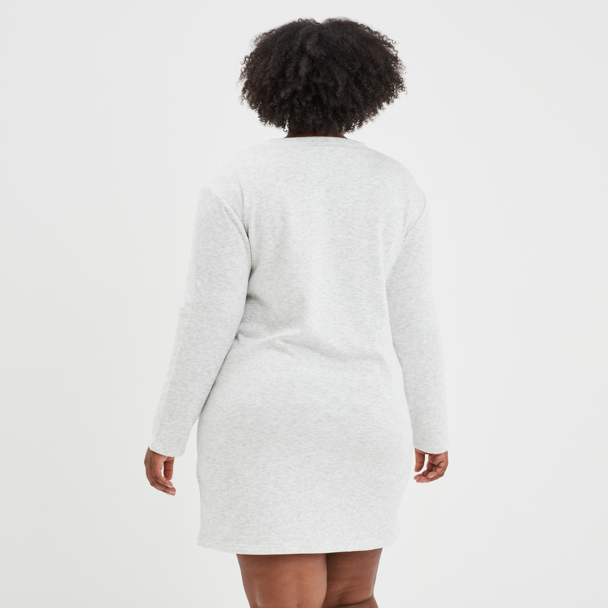 Chemise de nuit droite courte doublée gris clair femme grande taille