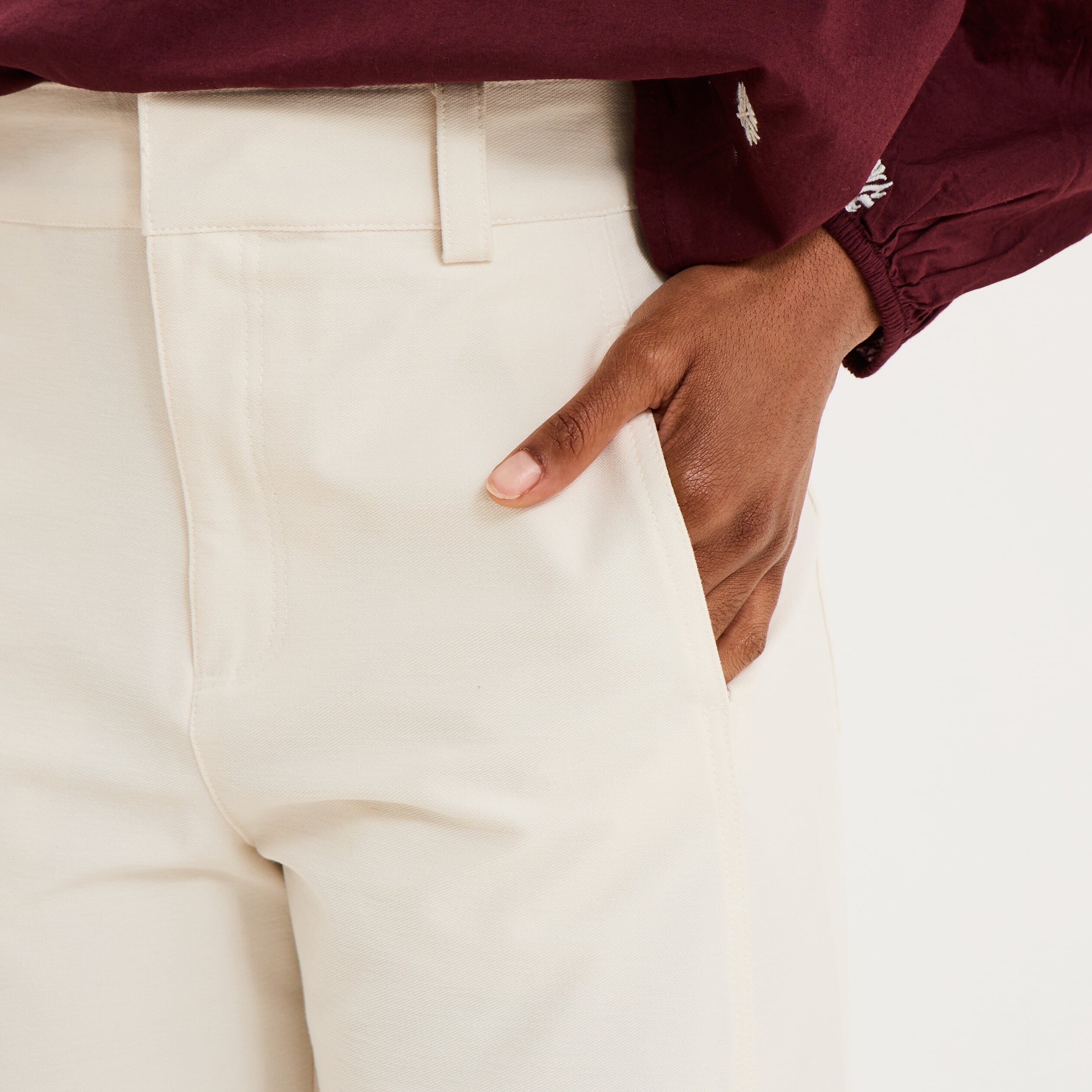 Pantalon ballon taille haute ecru femme