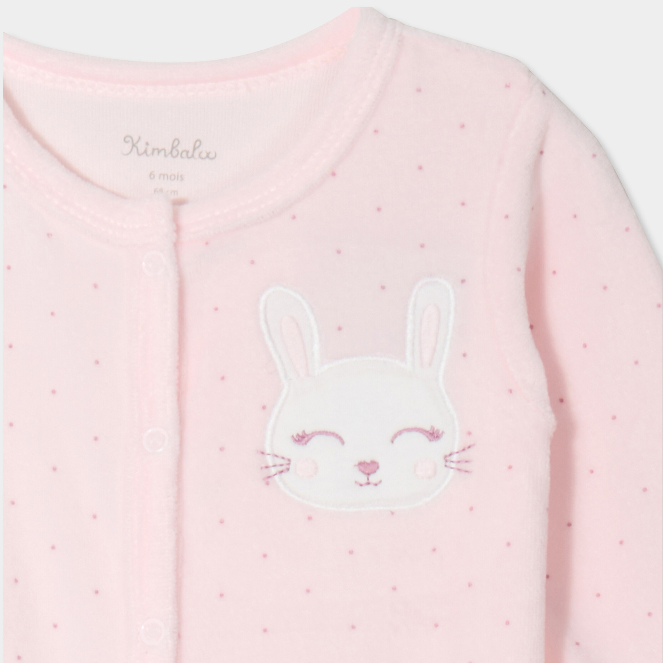 Dors-bien effet velours manches longues rose clair b&eacute;b&eacute;