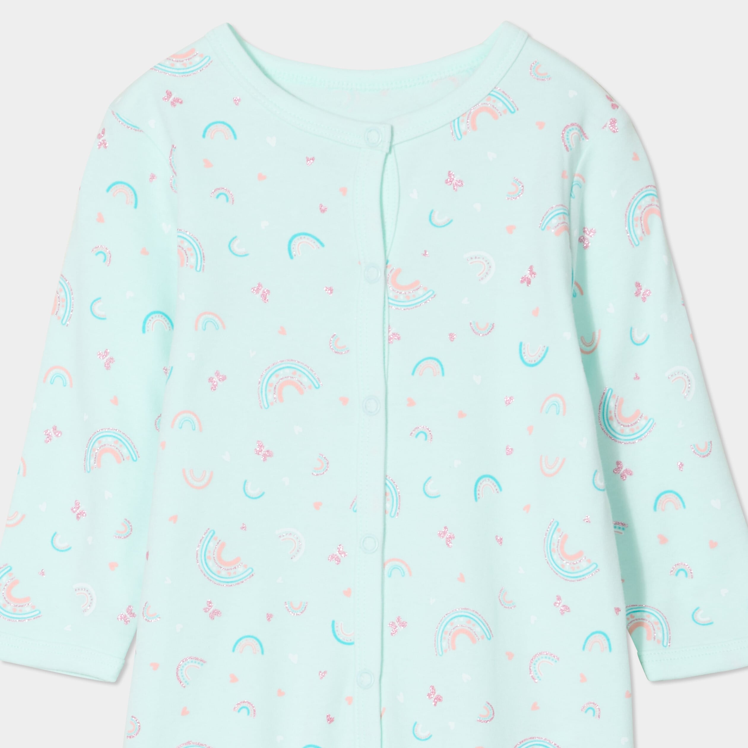 Dors-bien coton manches longues boutonn&eacute; bleu clair b&eacute;b&eacute;