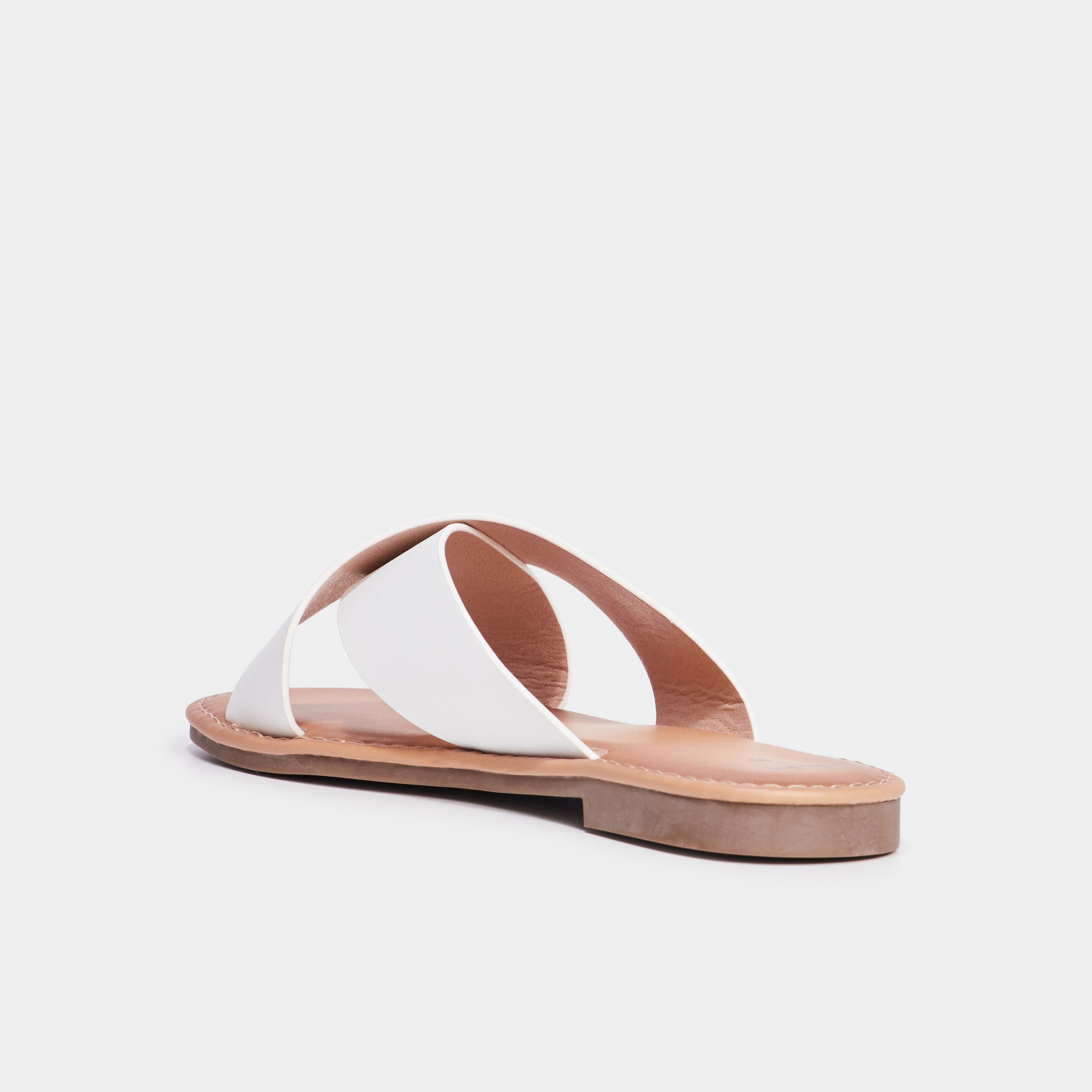 Mules brides larges crois&eacute;es blanc femme