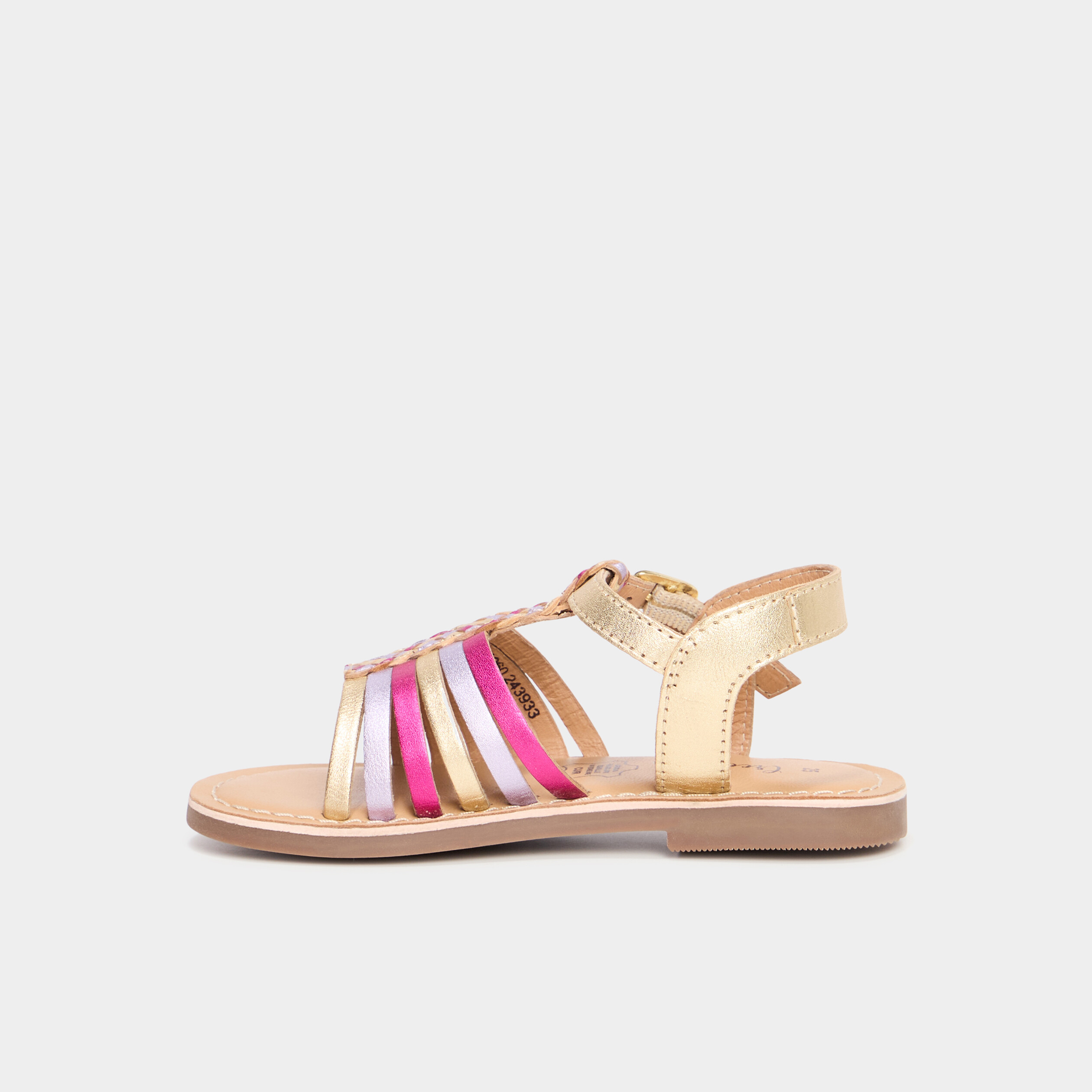 sandales plates en cuir multicolore fille Sandales plates en cuir multicolore fille