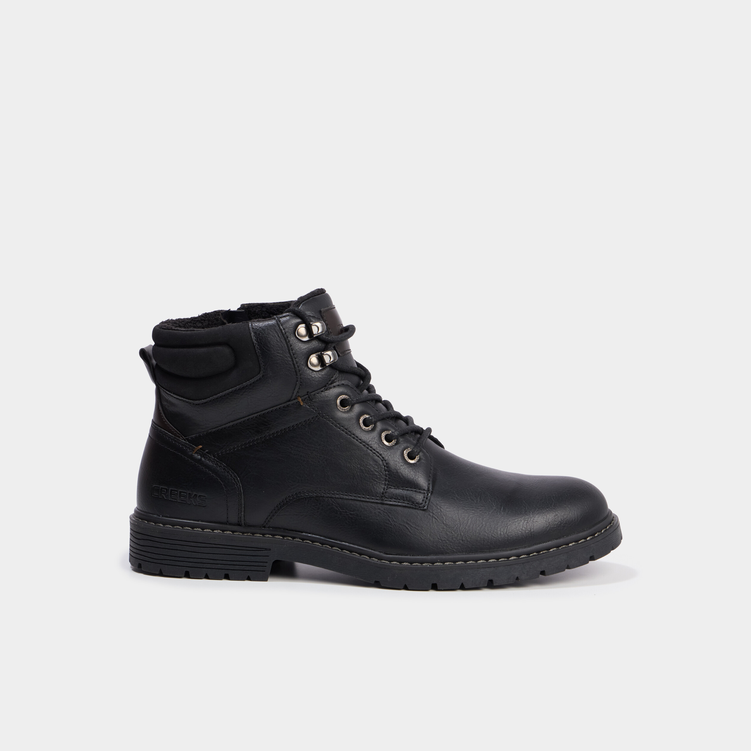 Bottines &agrave; lacets avec zip c&ocirc;t&eacute; noir homme