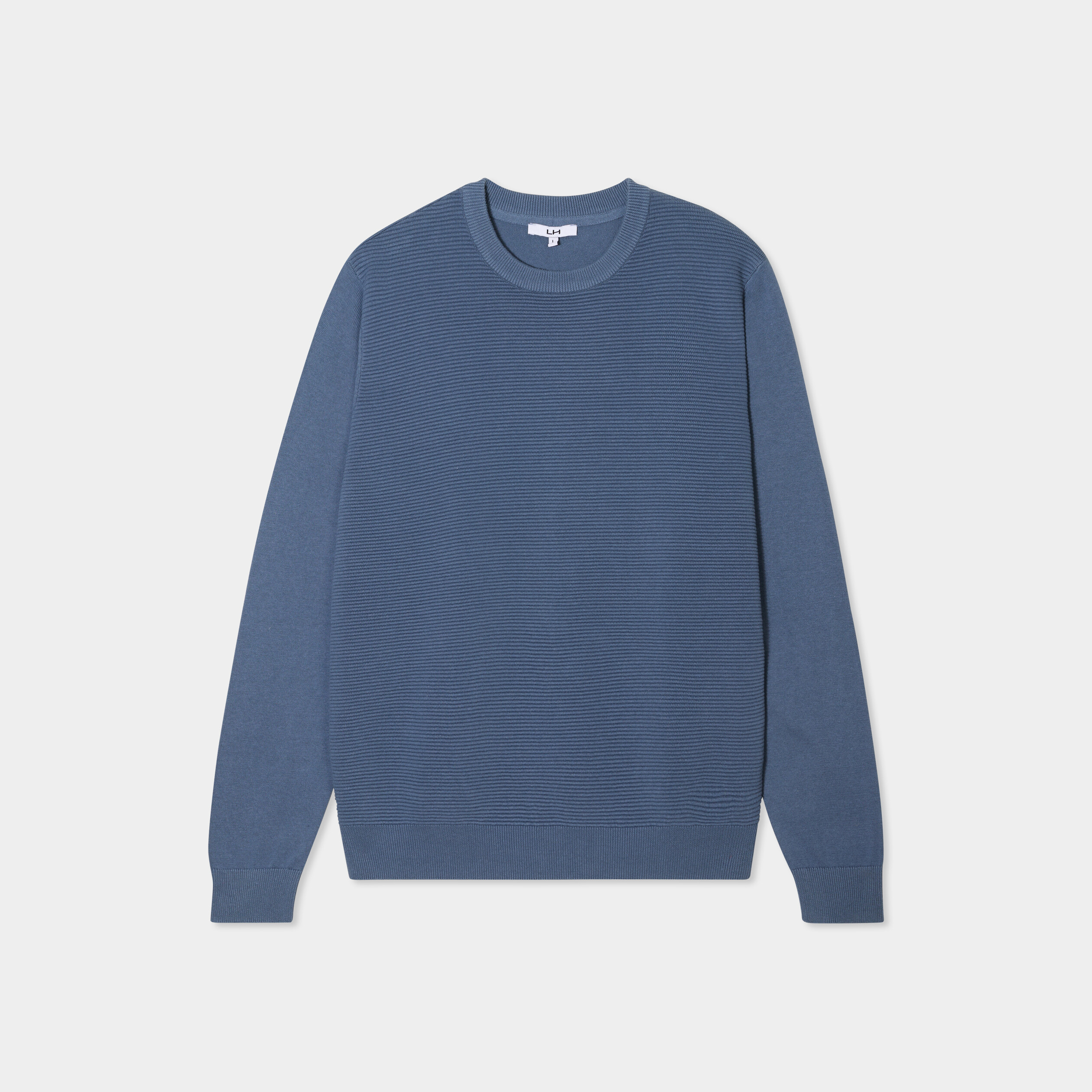 Pull col rond coton manches longues bleu foncé homme