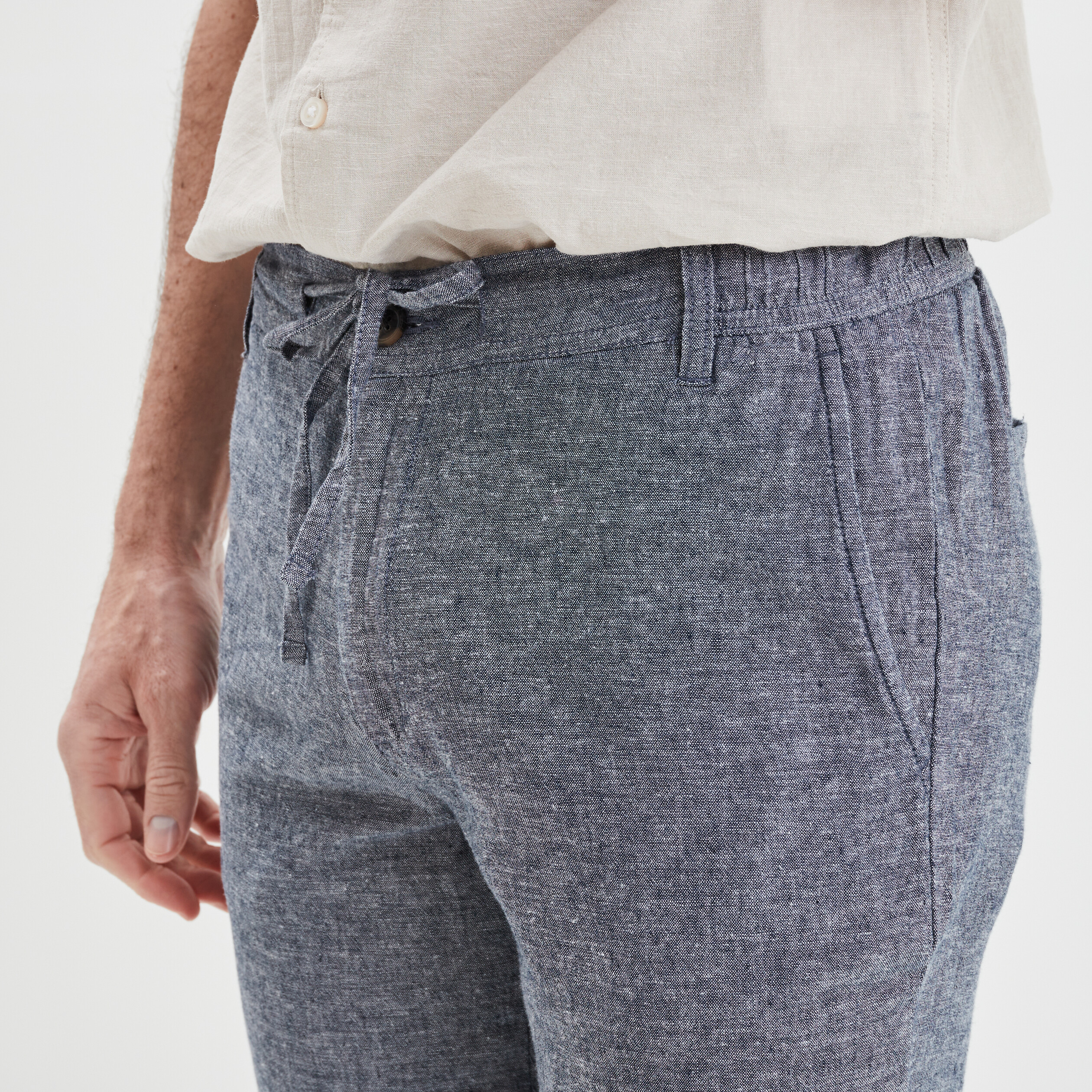 pantalon chino droit lin melange bleu marine homme Pantalon chino droit lin mélangé bleu marine homme