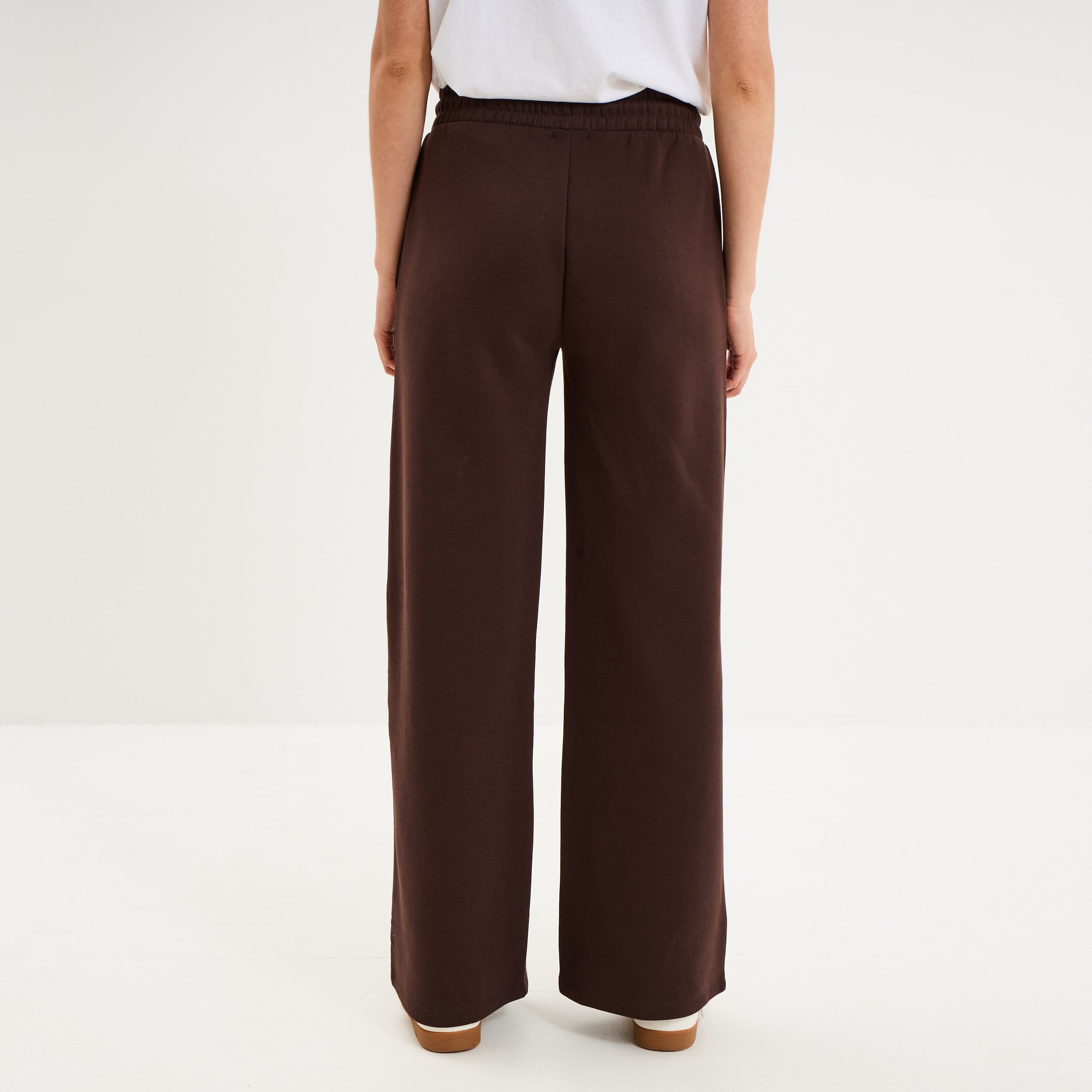 Pantalon de jogging molletonn&eacute; large marron fonc&eacute; femme
