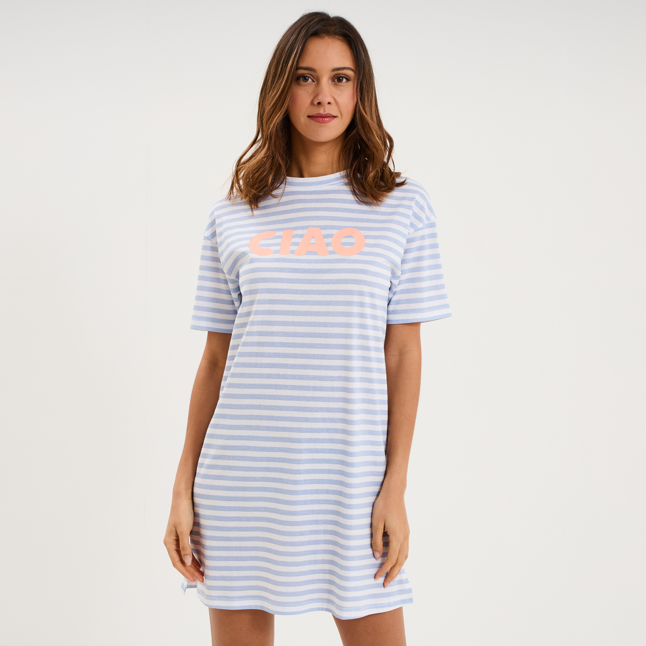 Chemise de nuit manches courtes coton blanc femme
