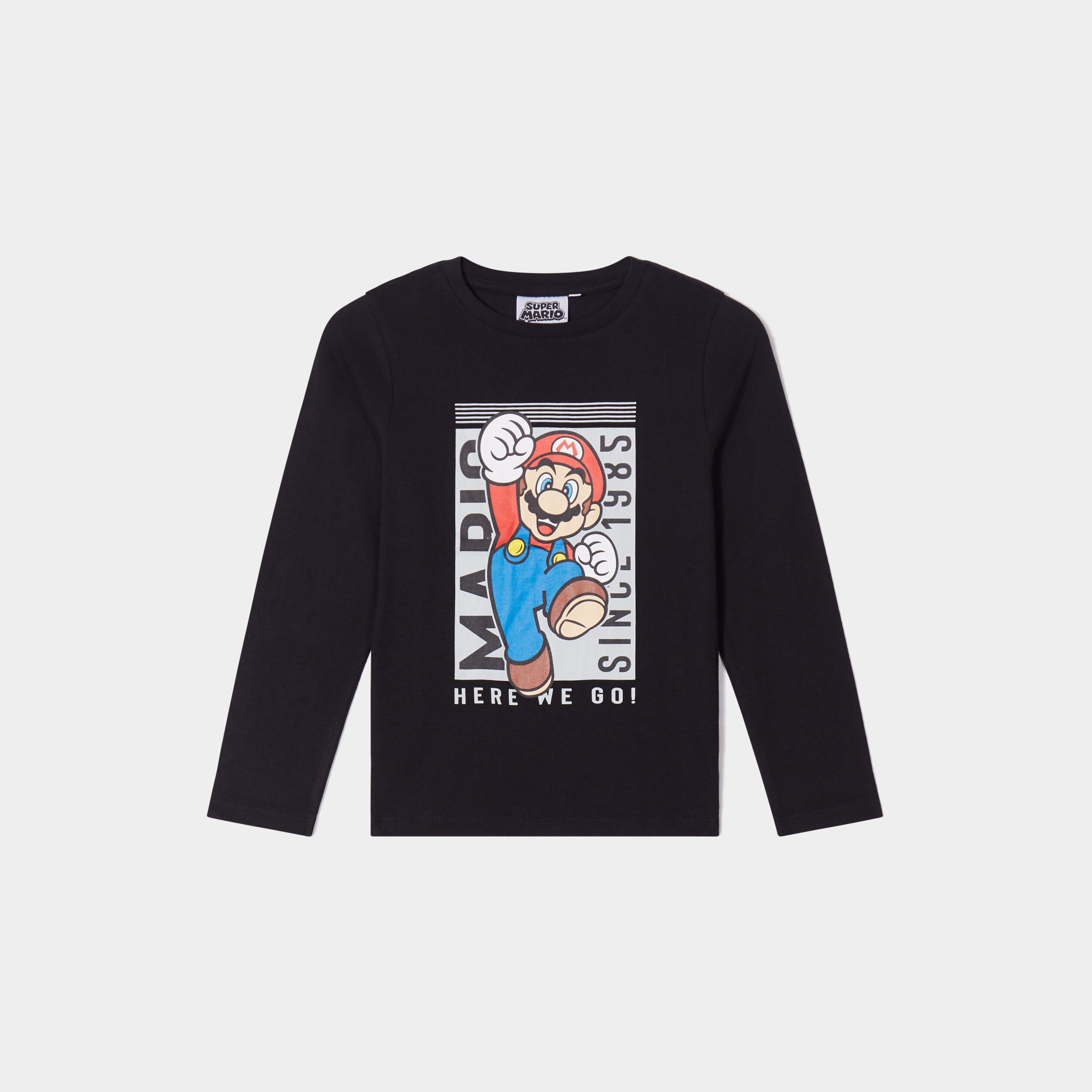 t shirt manches longues super mario noir garcon T-shirt manches longues Super Mario noir garçon