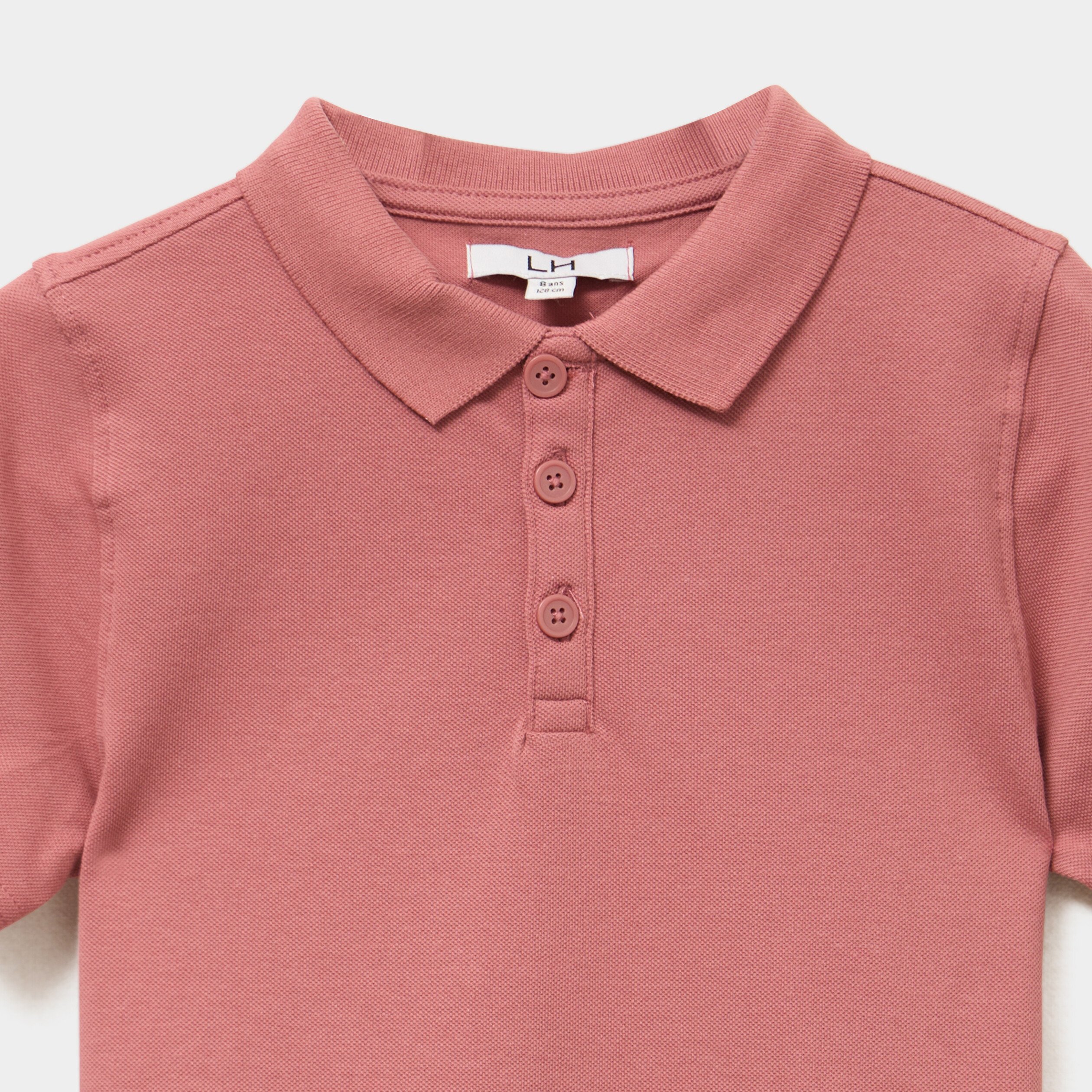 polo manches courtes a detail brode vieux rose garcon Polo manches courtes à détail brodé vieux rose garçon