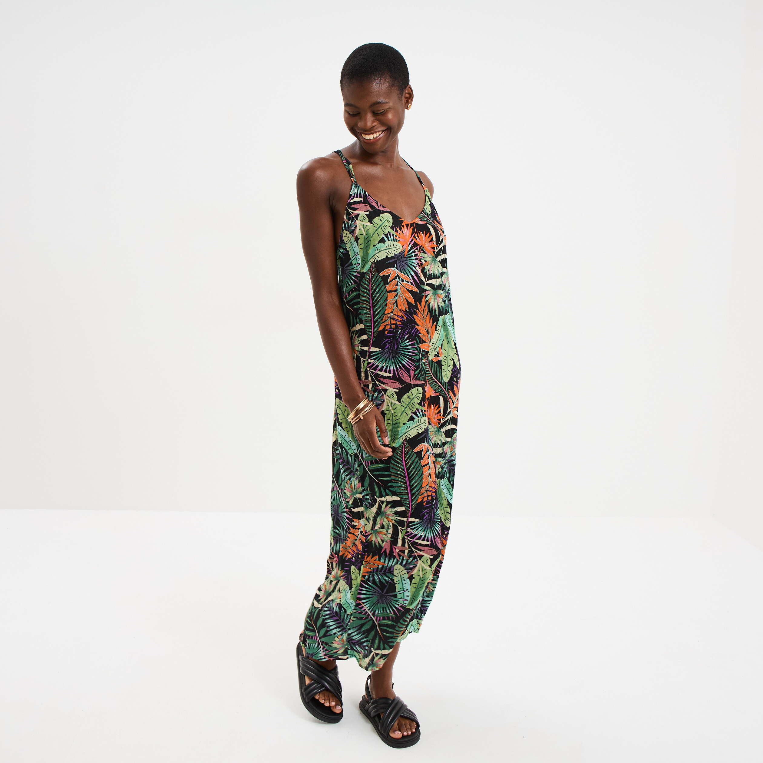 robe longue bretelles croisees dos noir femme Robe longue bretelles croisées dos noir femme