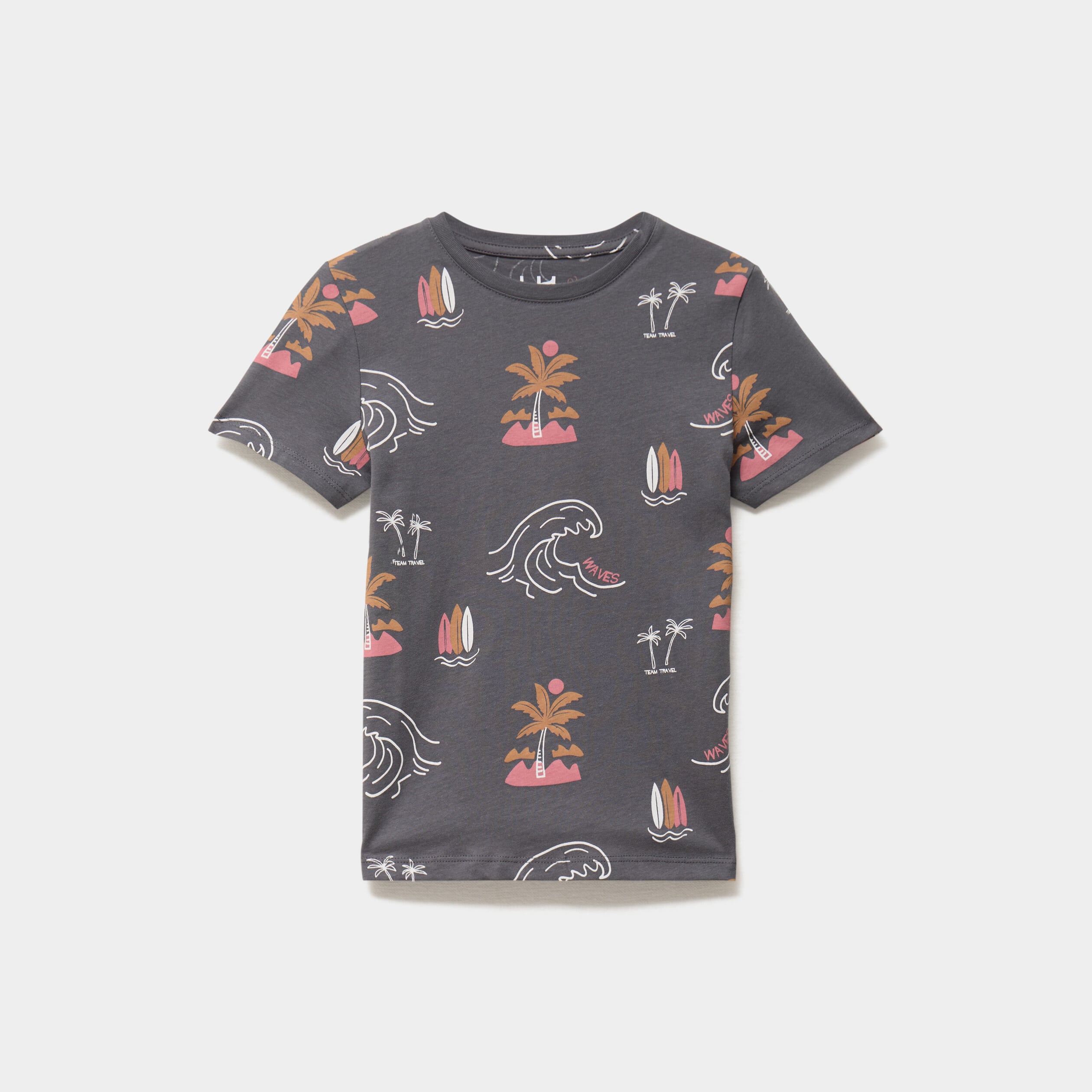 T-shirt manches courtes coton gris anthracite gar&ccedil;on