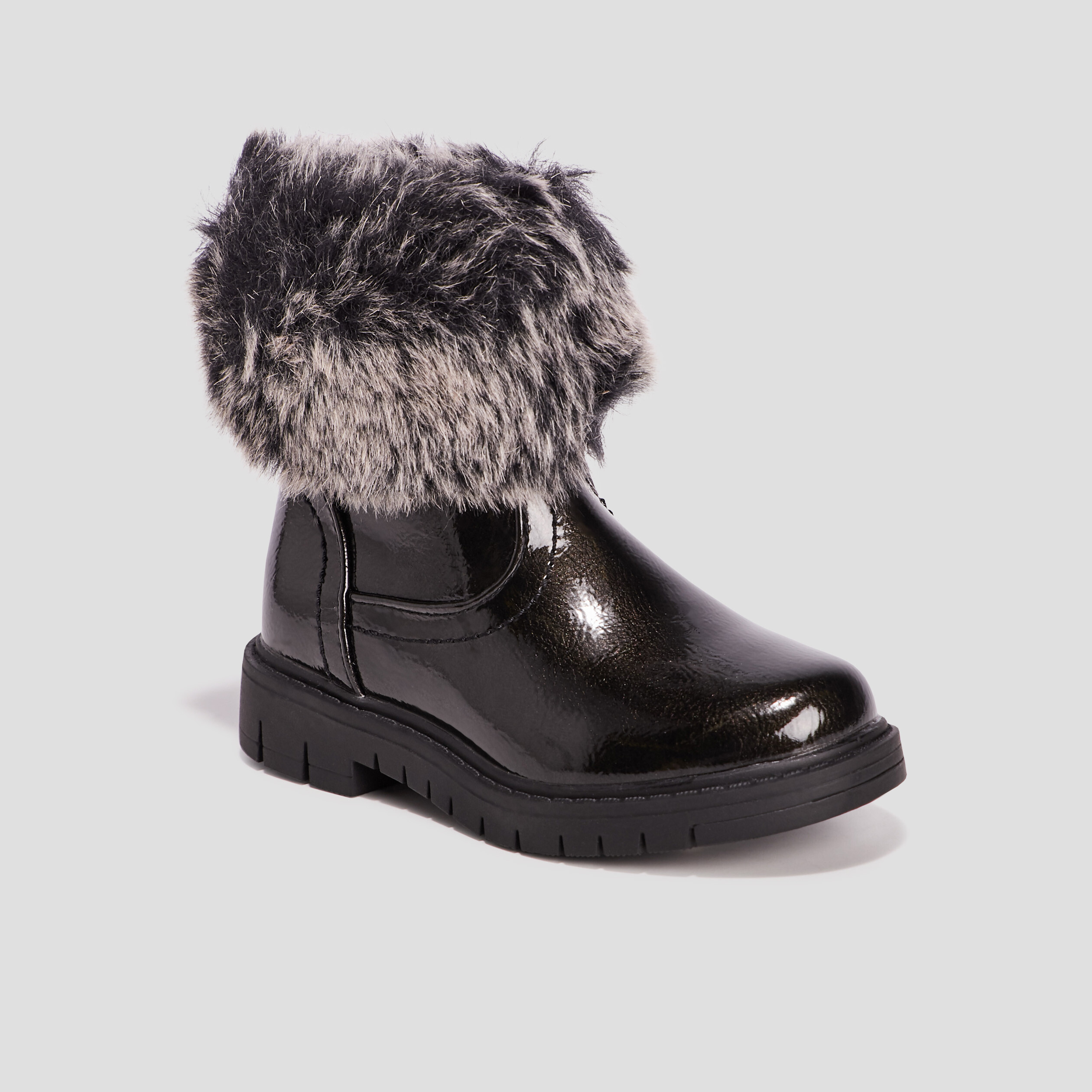 Bottines zippées vernies noir fille