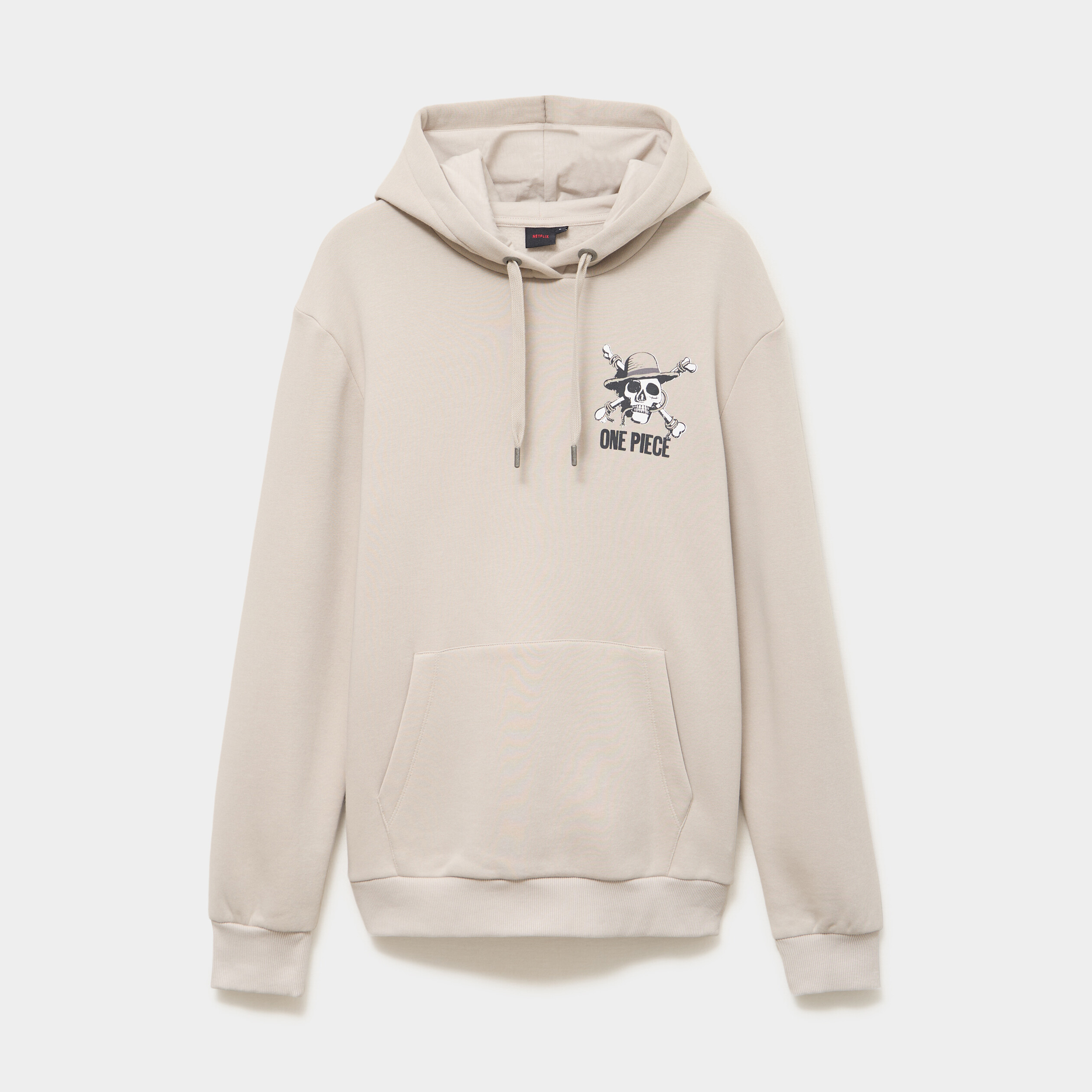Sweat hoodie molleton 1 poche One Piece gris clair homme