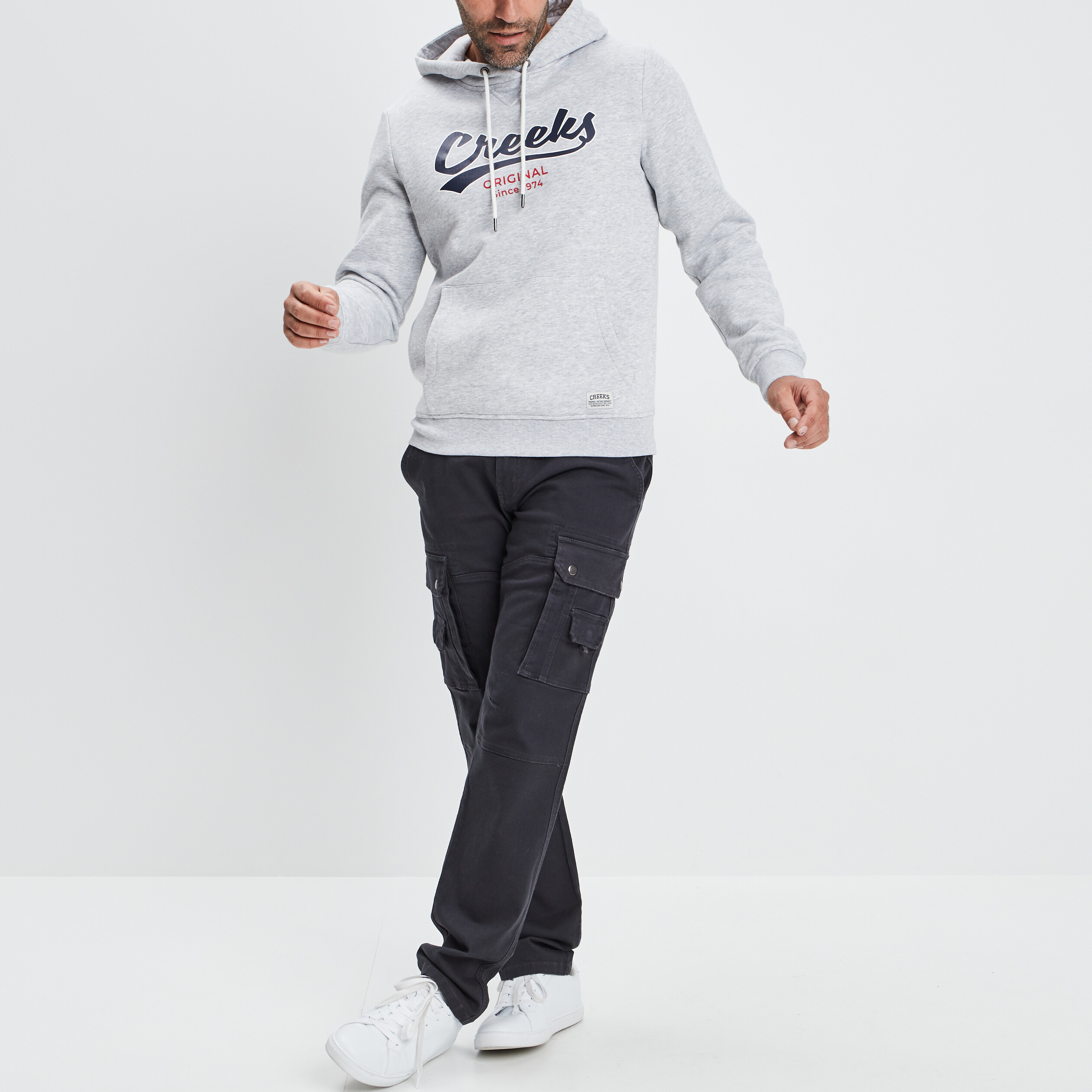 sweat a capuche hoodie creeks gris clair homme Sweat à capuche hoodie Creeks gris clair homme
