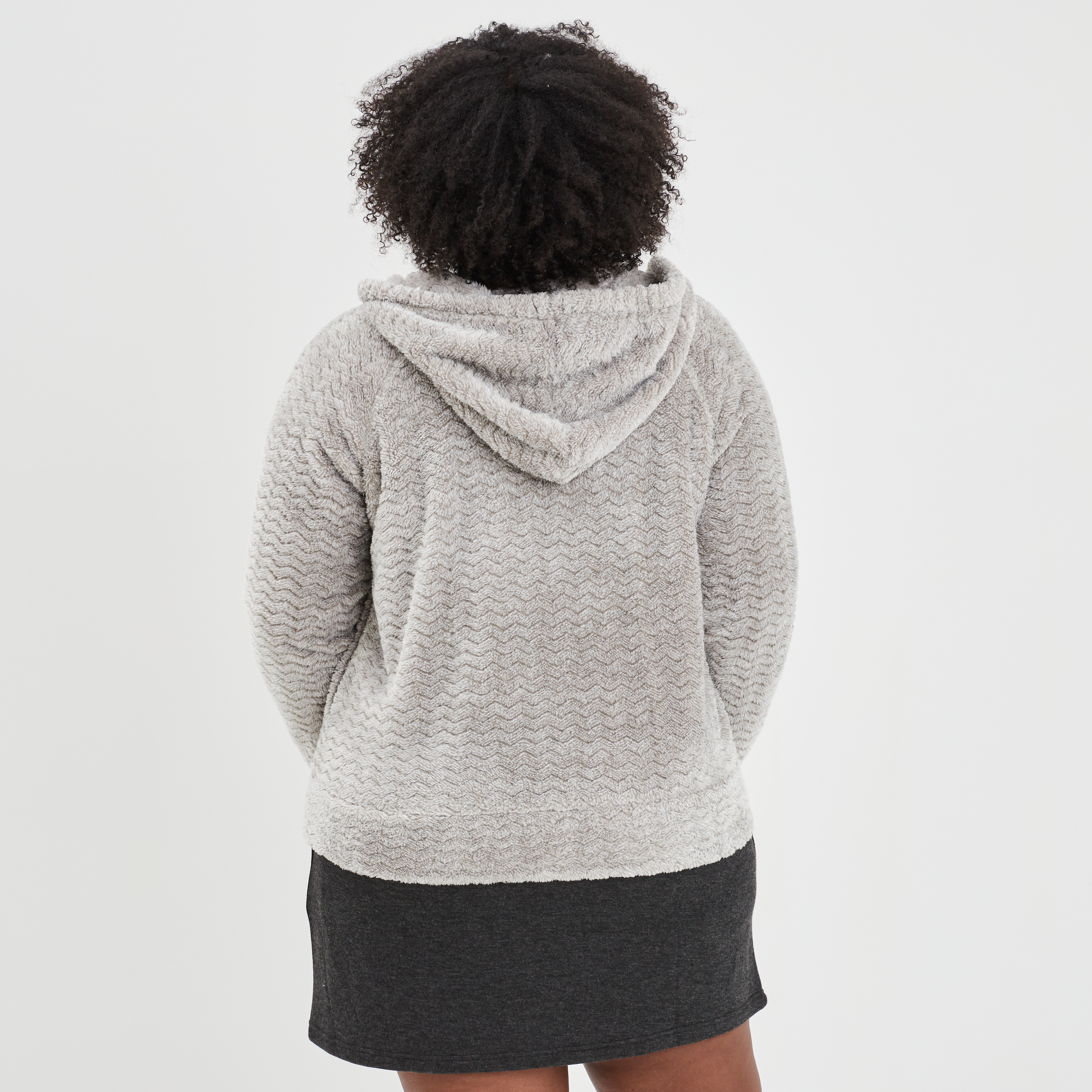 Veste de pyjama &agrave; capuche gris clair femme grande taille