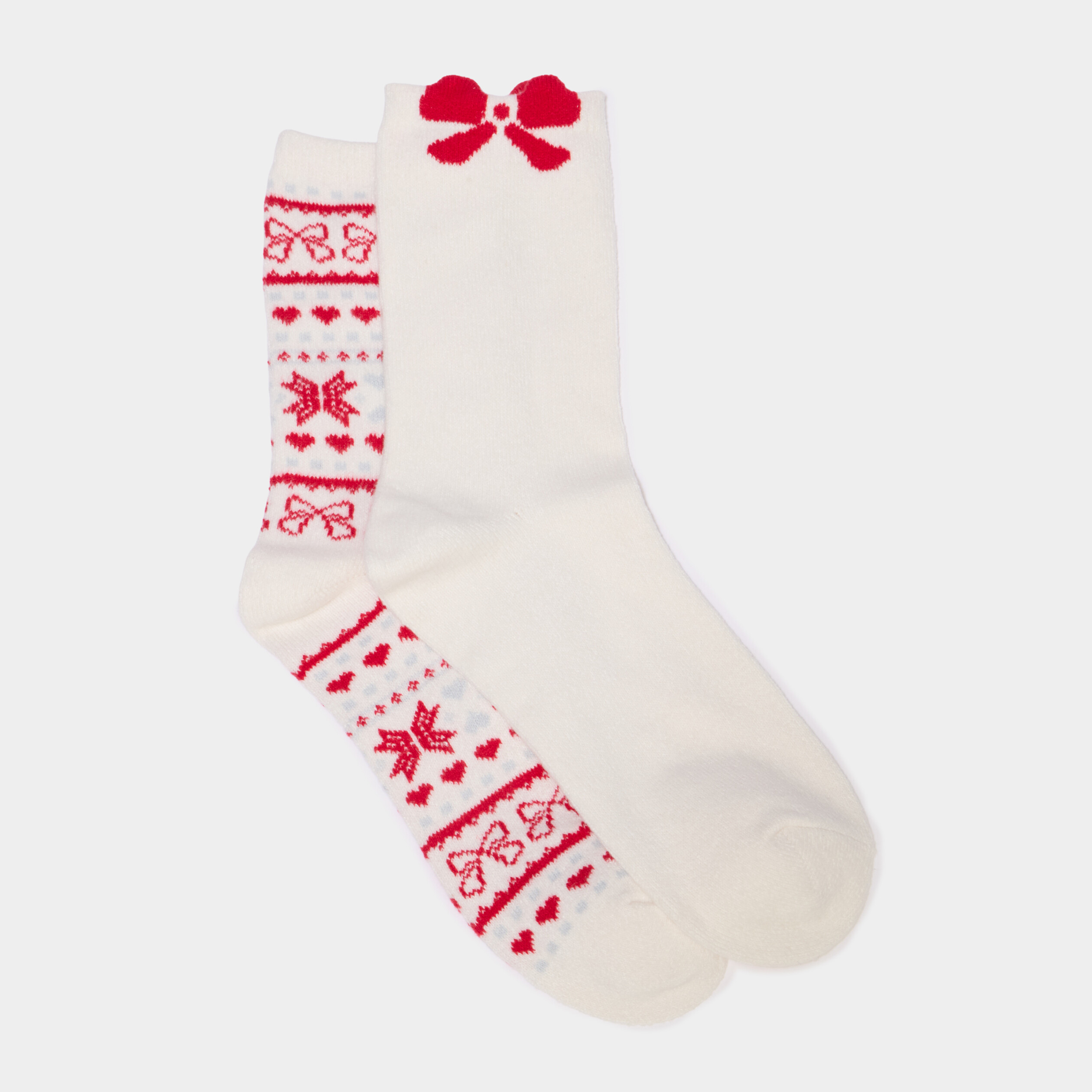 Lot 2 paires chaussettes de No&euml;l rouge femme
