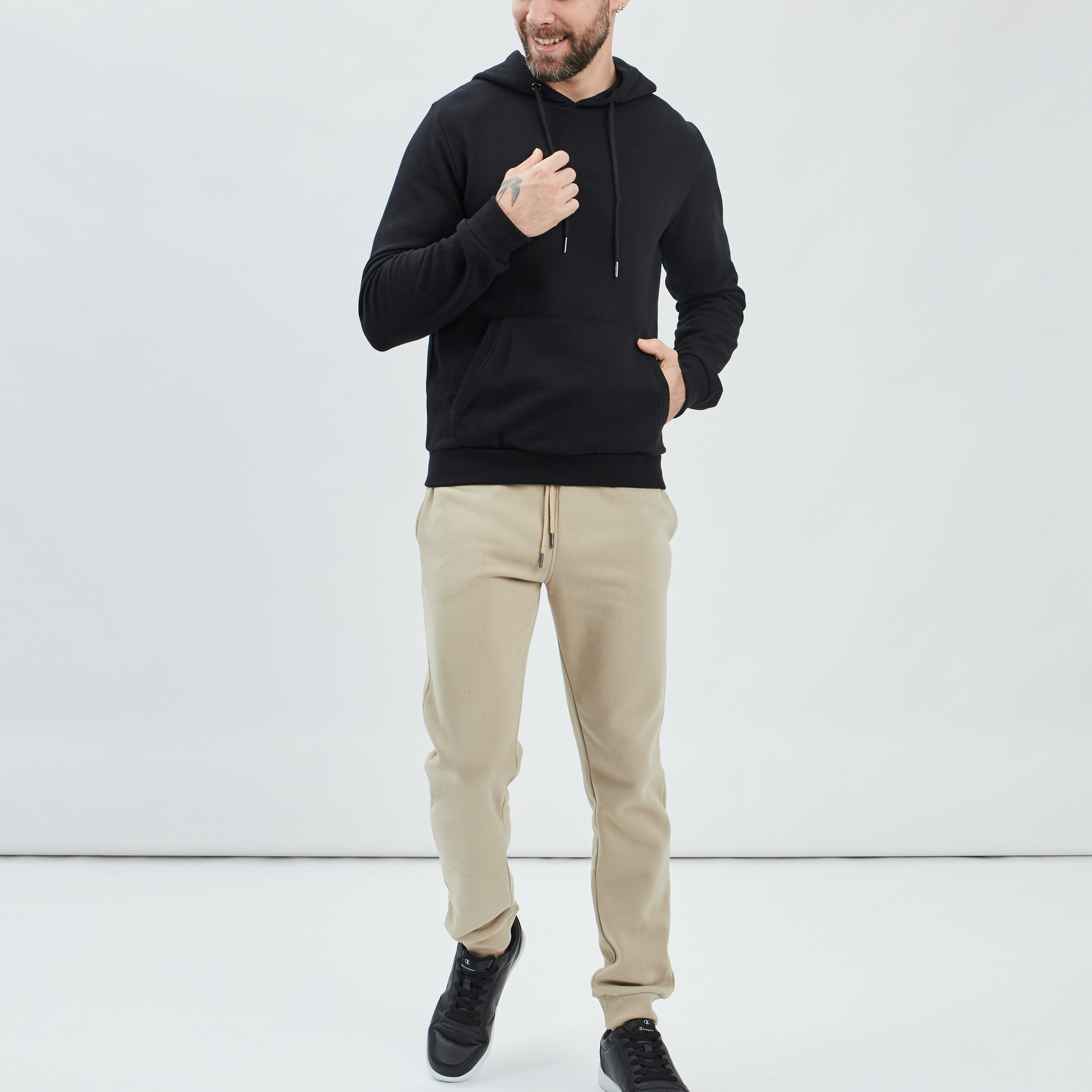 Sweat molleton &agrave; capuche hoodie noir homme
