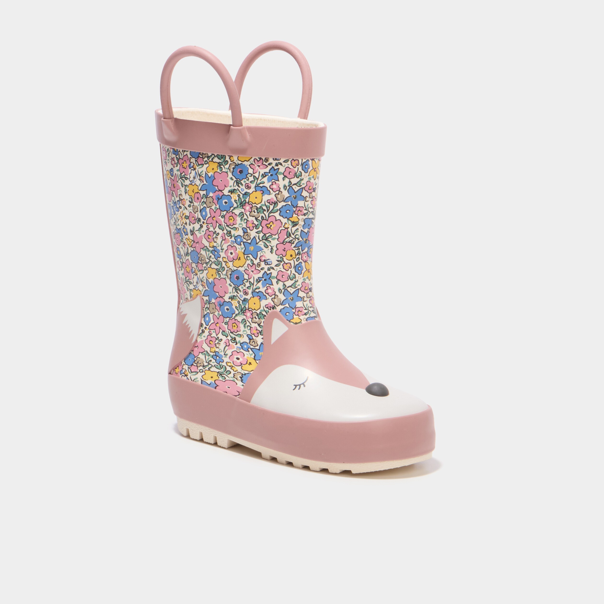 Bottes de pluie semelles crant&eacute;es rose b&eacute;b&eacute; fille