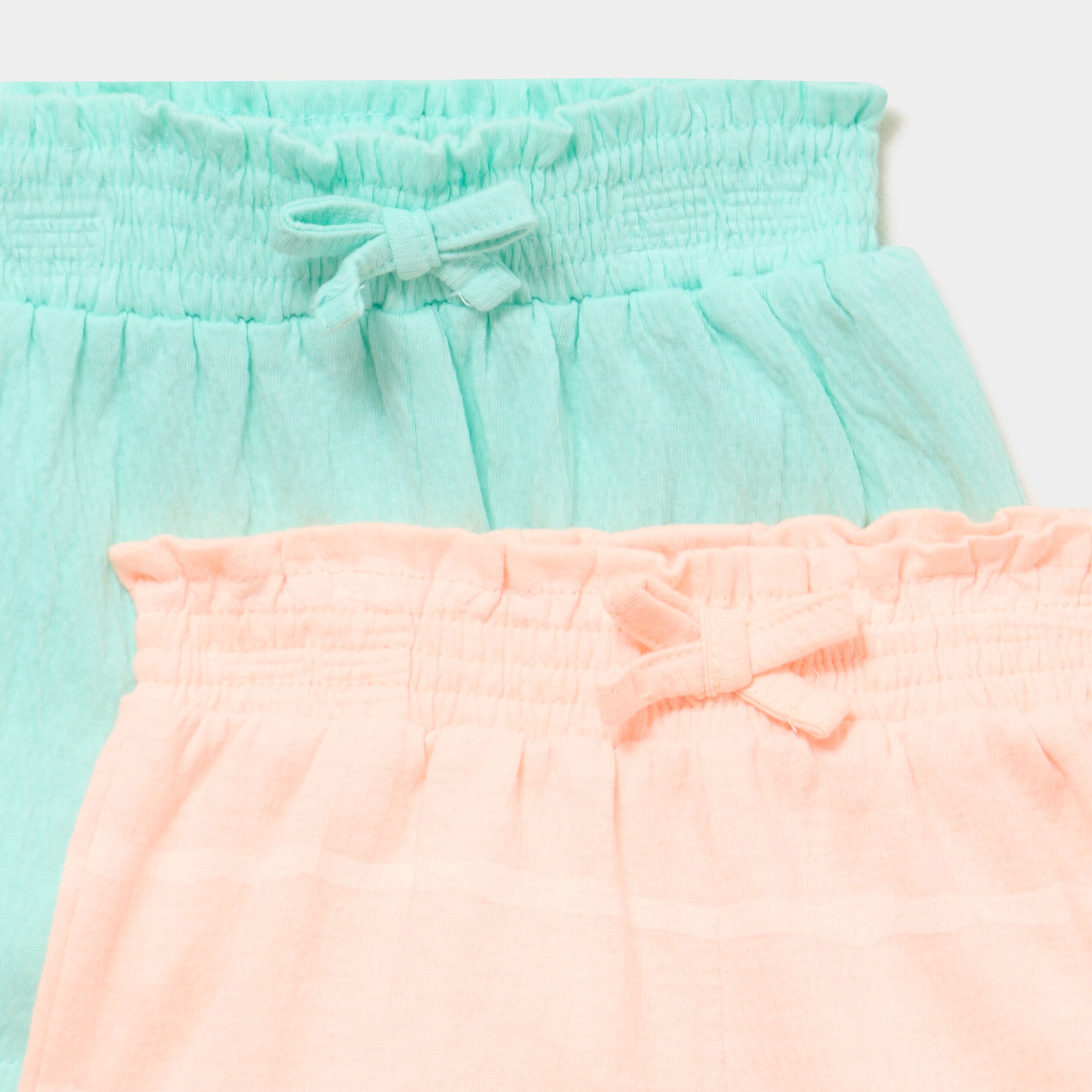Lot 2 shorts tailles &eacute;lastiqu&eacute;es orange fluo b&eacute;b&eacute; fille