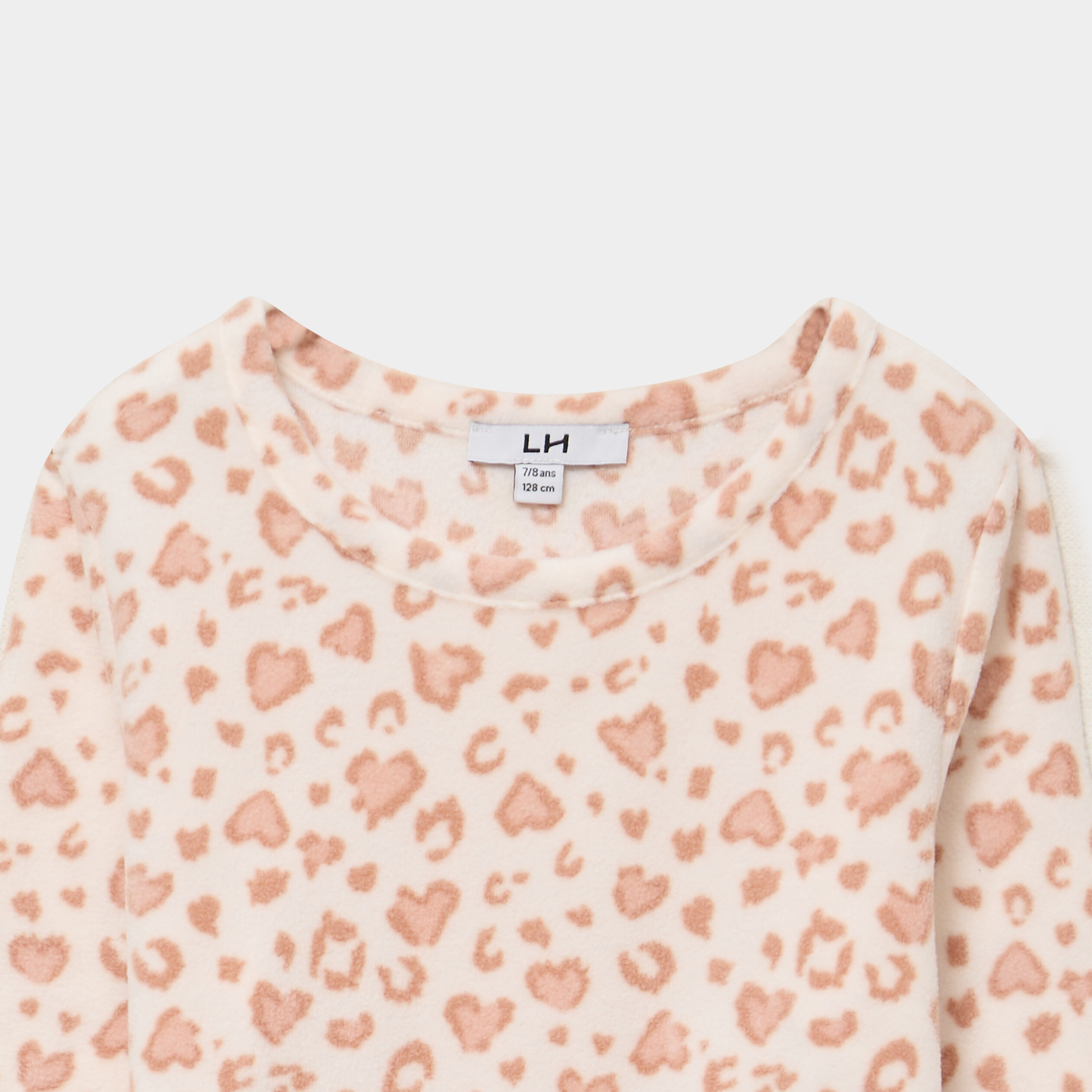 Ensemble pyjama 2 pi&egrave;ces micro polaire creme fille