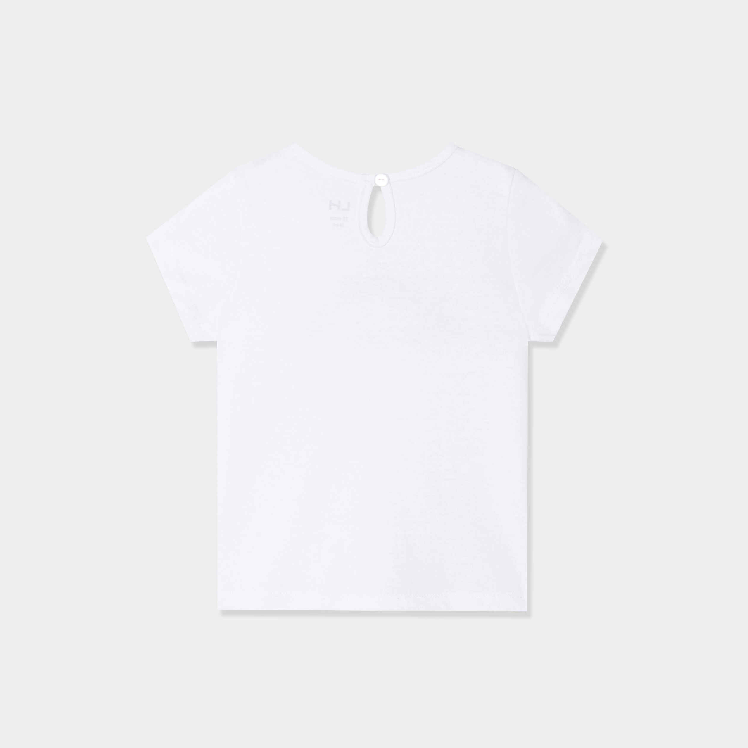 t shirt col rond manches courtes coton blanc bebef T-shirt col rond manches courtes coton blanc bébé fille