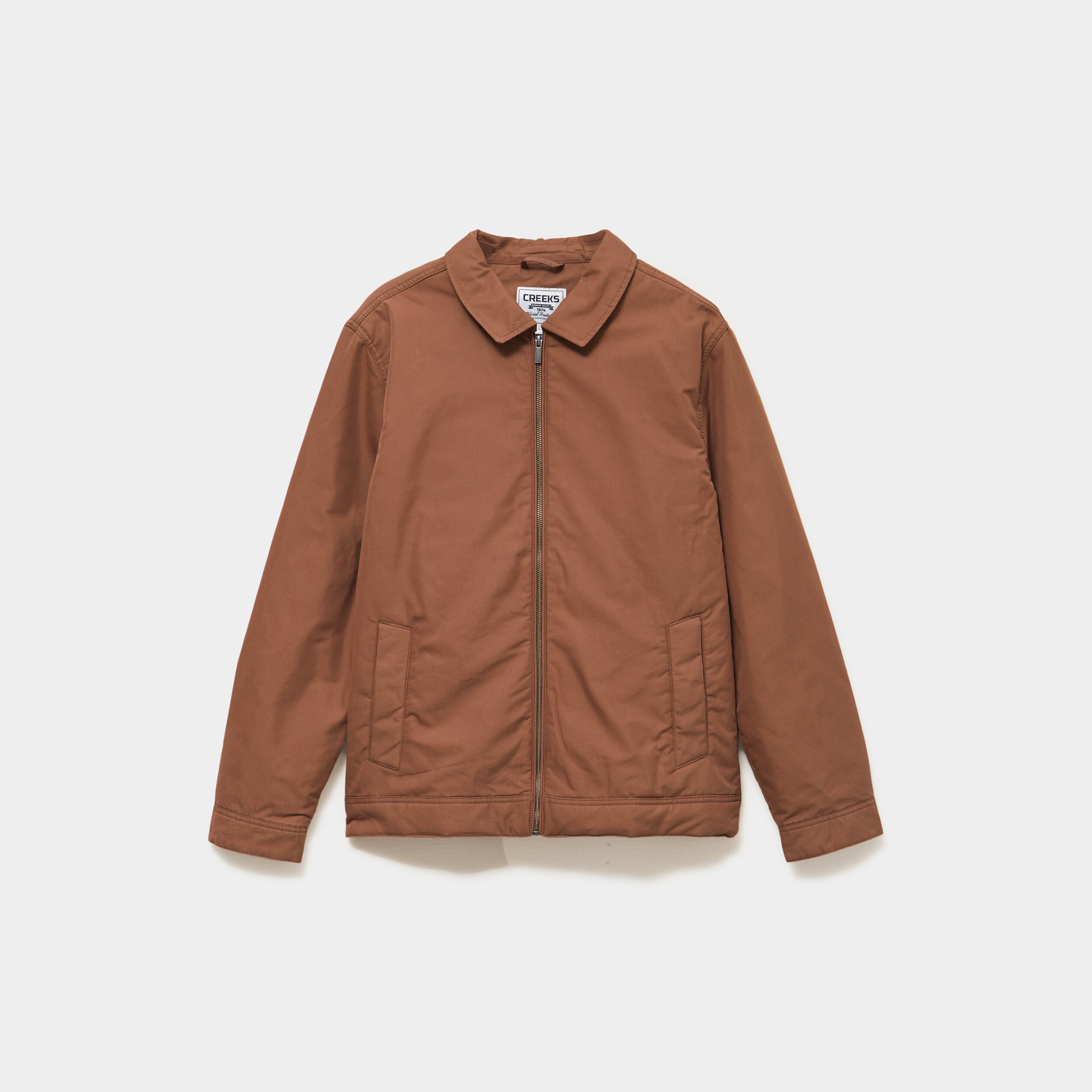 Blouson zipp&eacute; doubl&eacute; col &agrave; revers marron homme