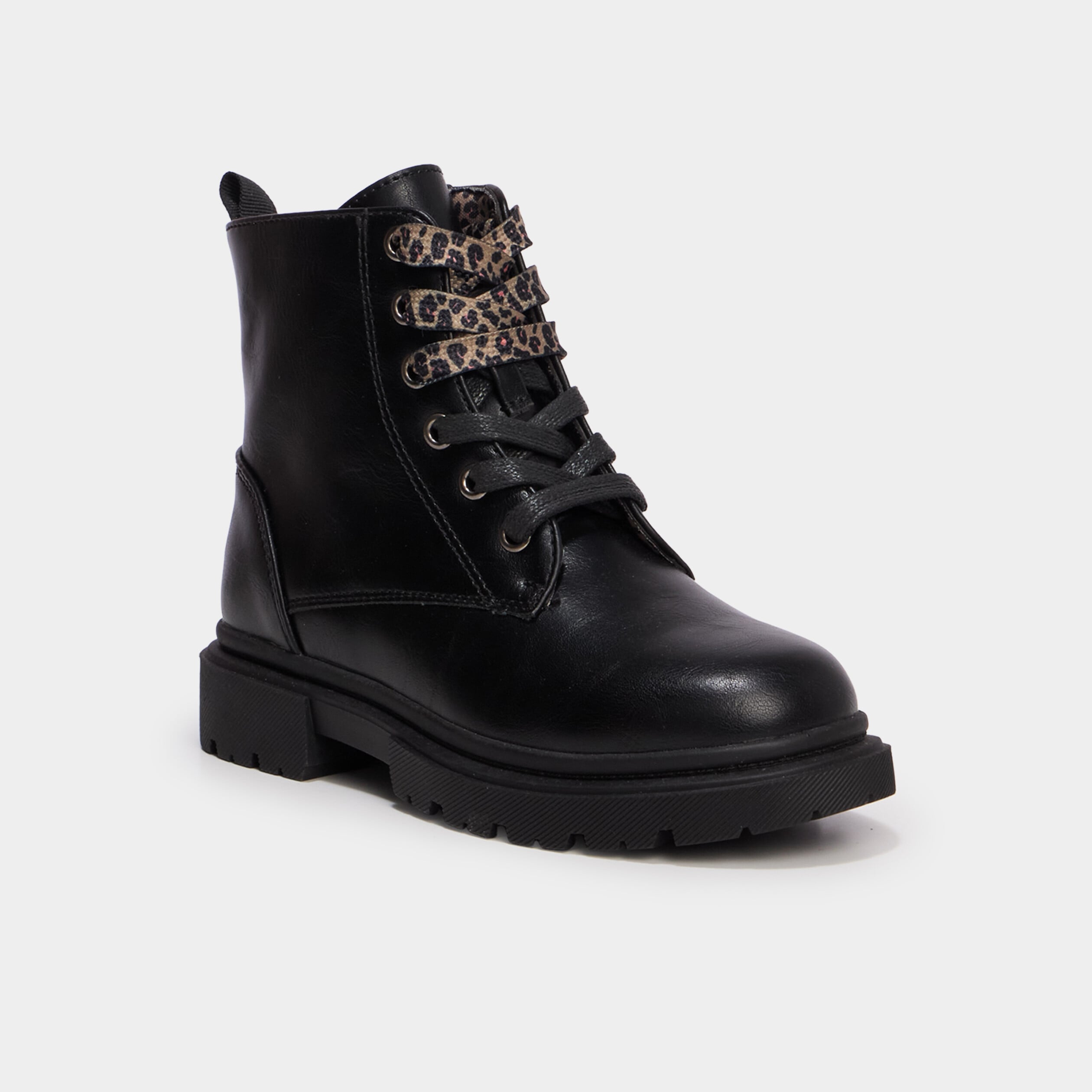 Bottines crant&eacute;es zipp&eacute;es &agrave; paillettes noir fille