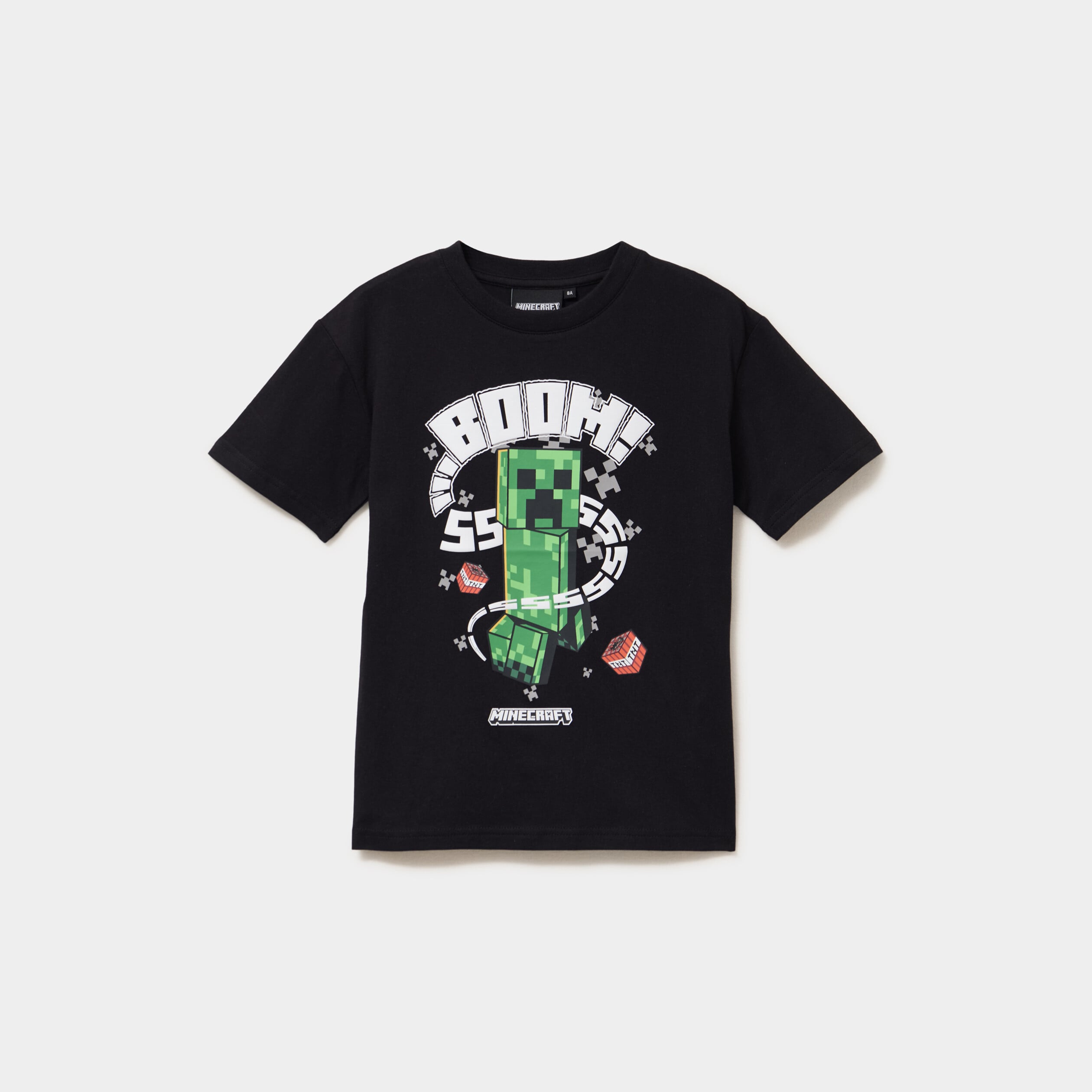 T-shirt manches courtes coton Minecraft noir gar&ccedil;on