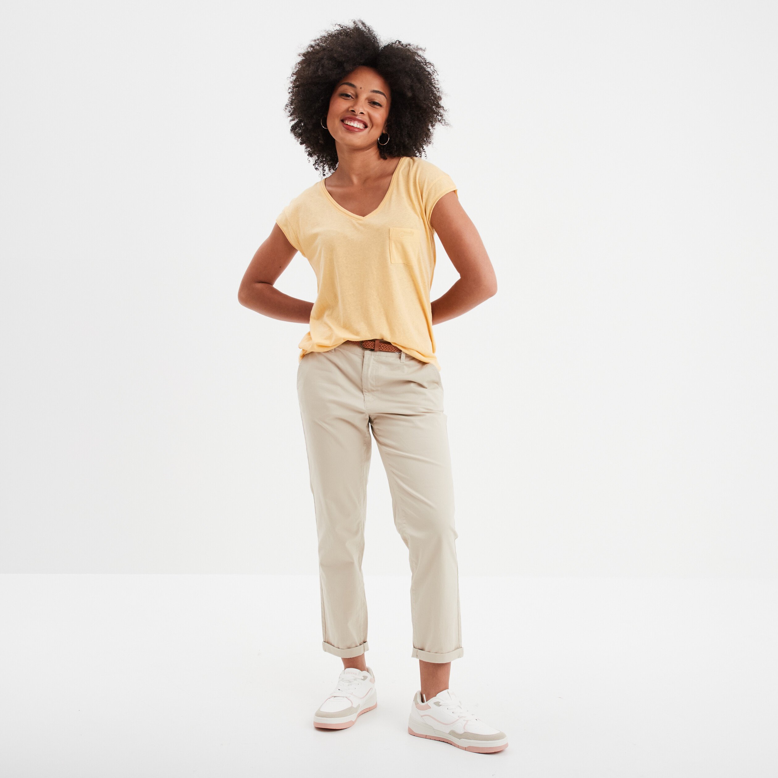 Pantalon beige femme habillé shop