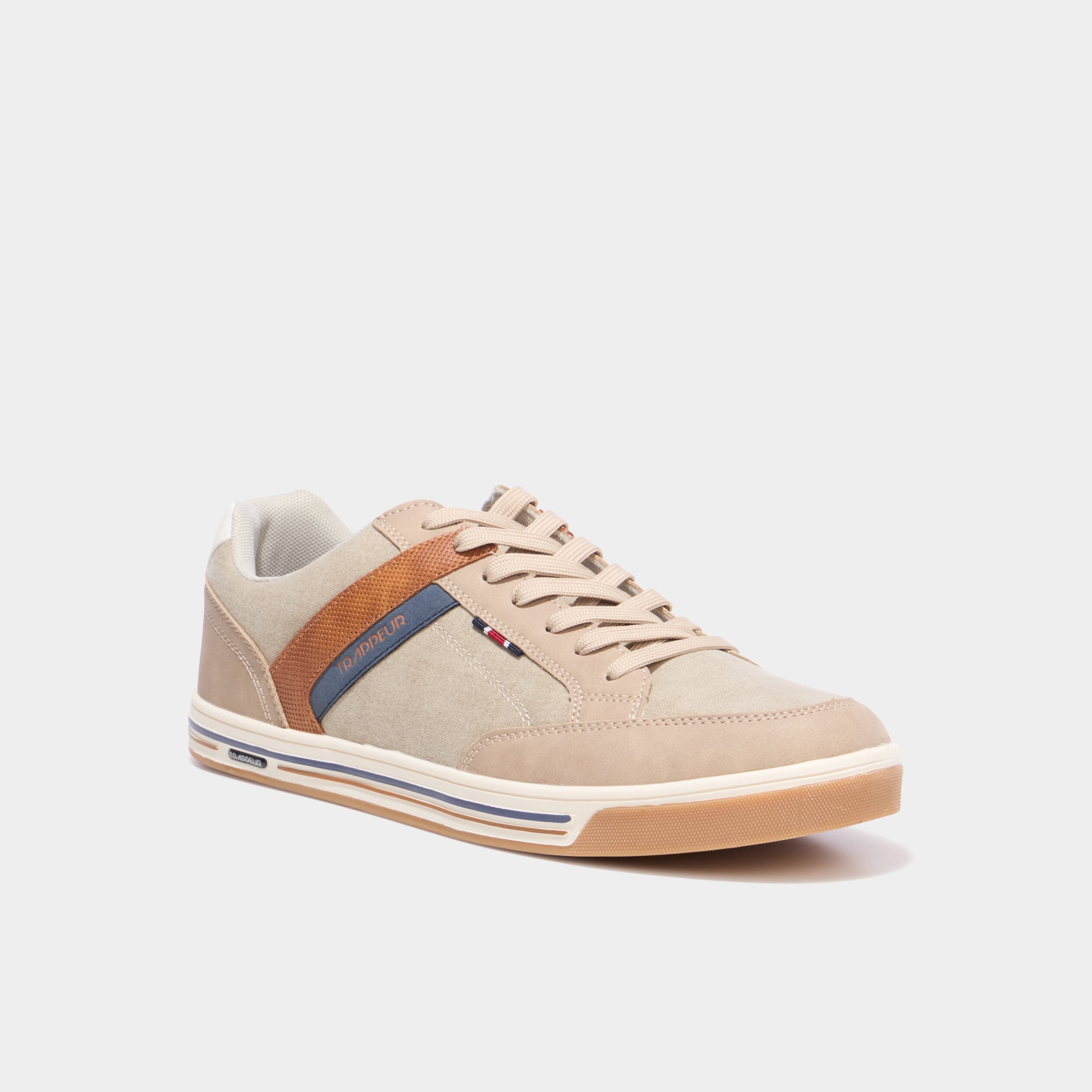 Tennis toile &agrave; lacets sable homme