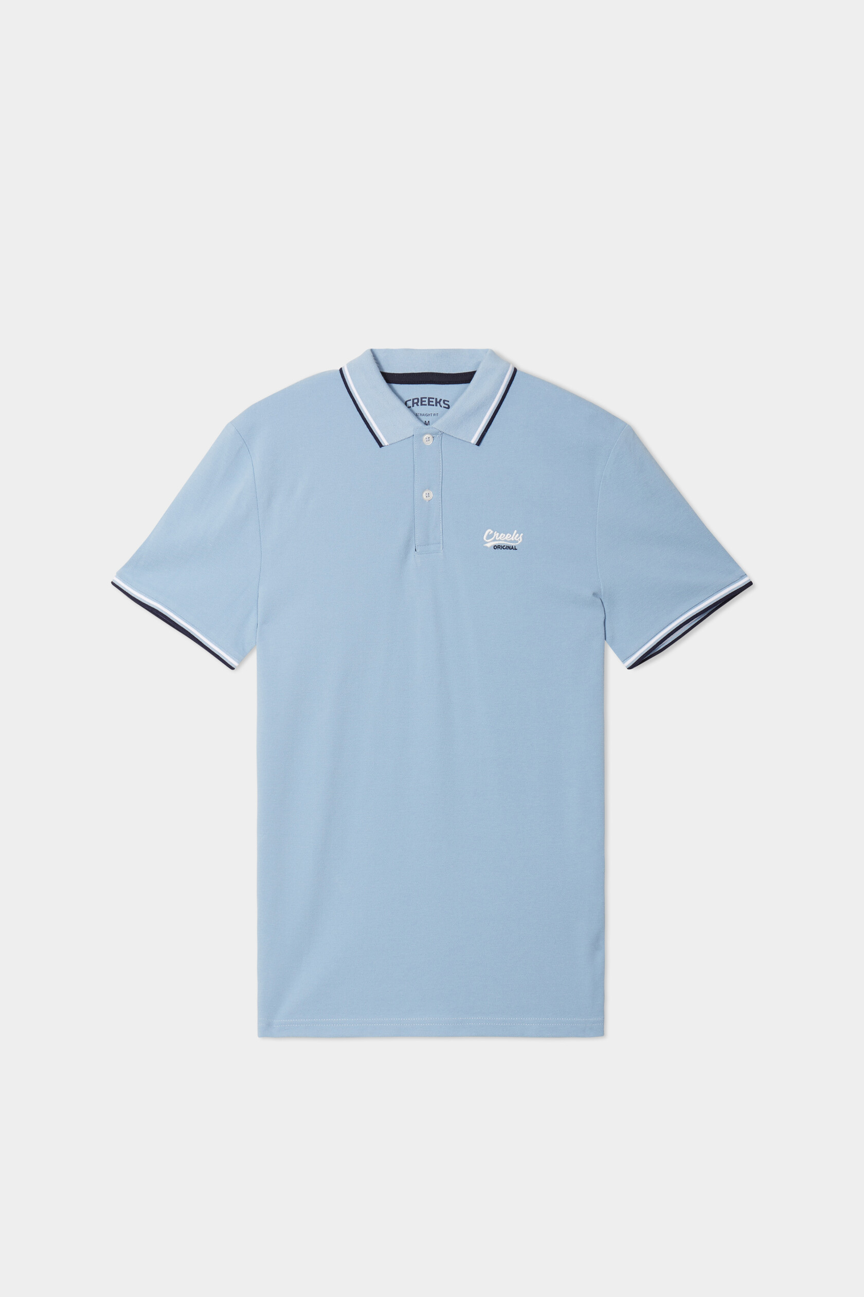 polo avec broderie poitrine coton creeks bleu ciel homme Polo avec broderie poitrine coton Creeks bleu ciel homme