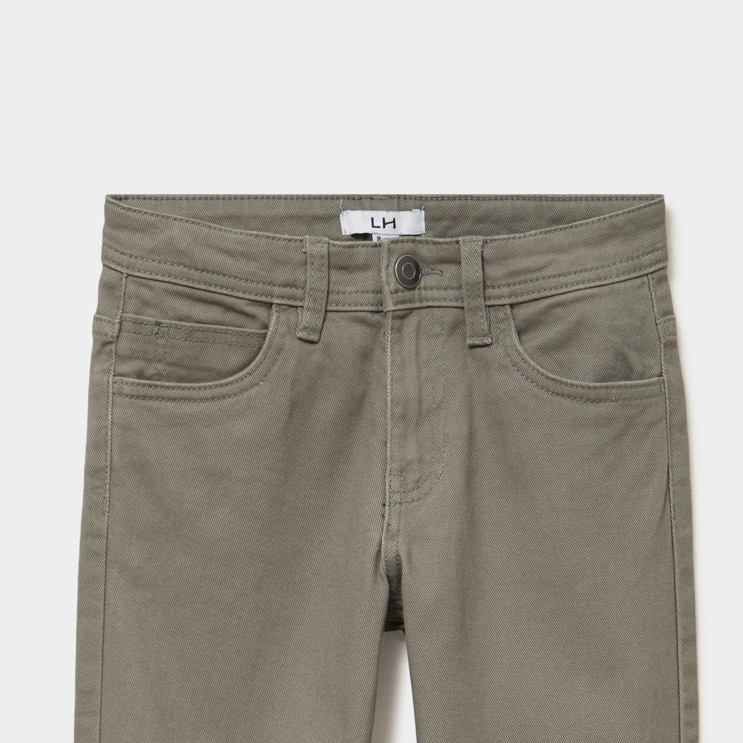 Pantalon regular coton majoritaire vert kaki gar&ccedil;on