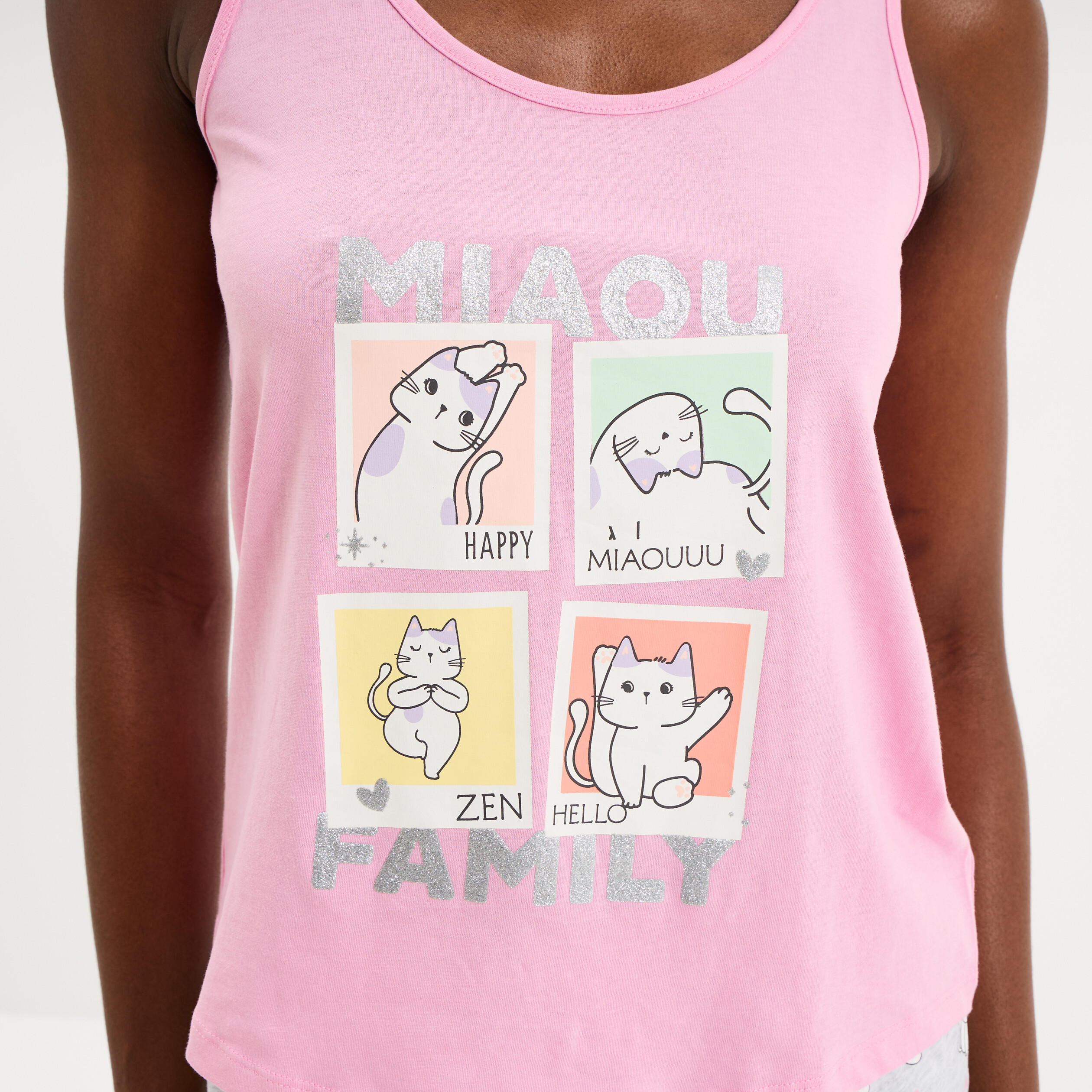 Ensemble pyjama short et d&eacute;bardeur rose femme