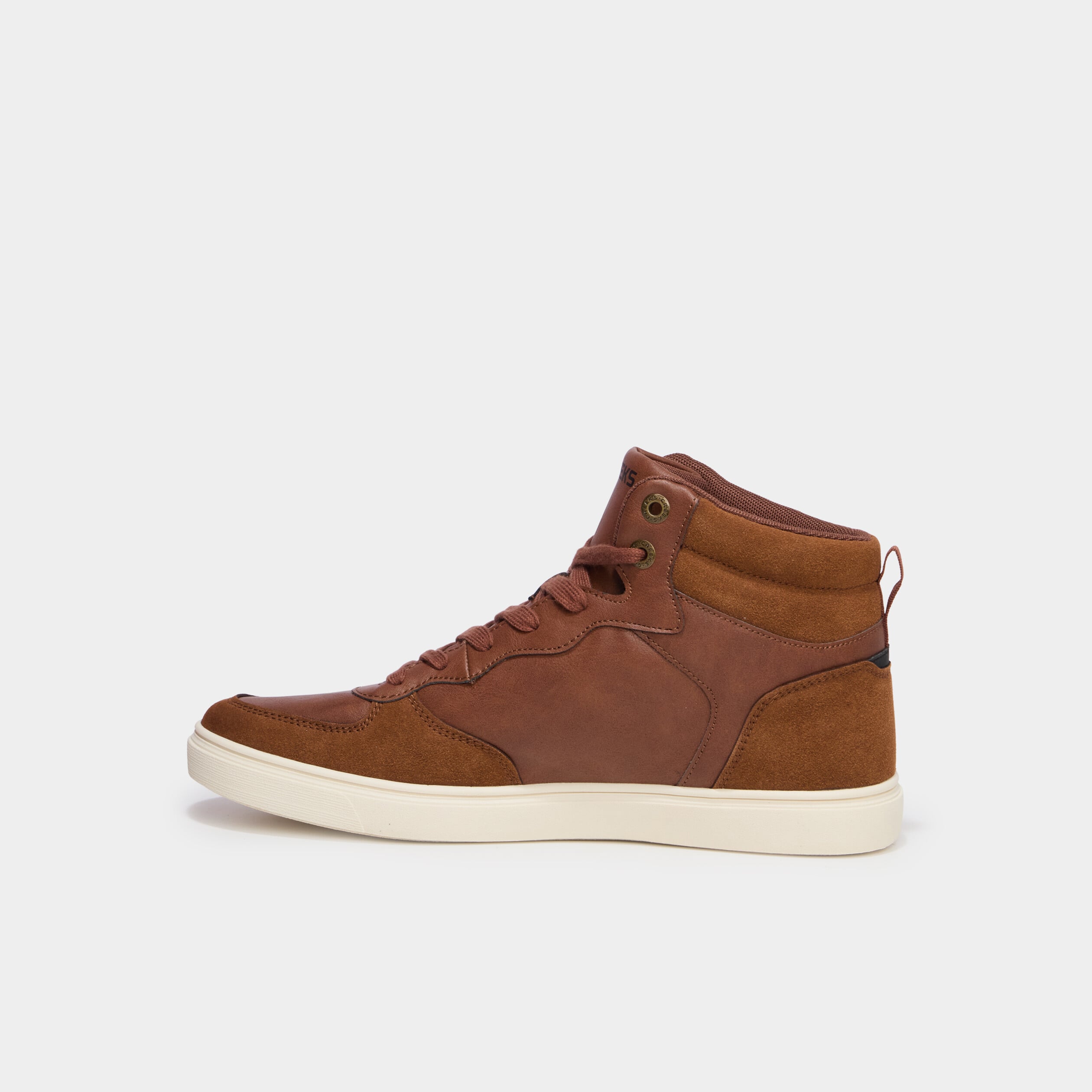 Baskets montantes &agrave; lacets marron homme