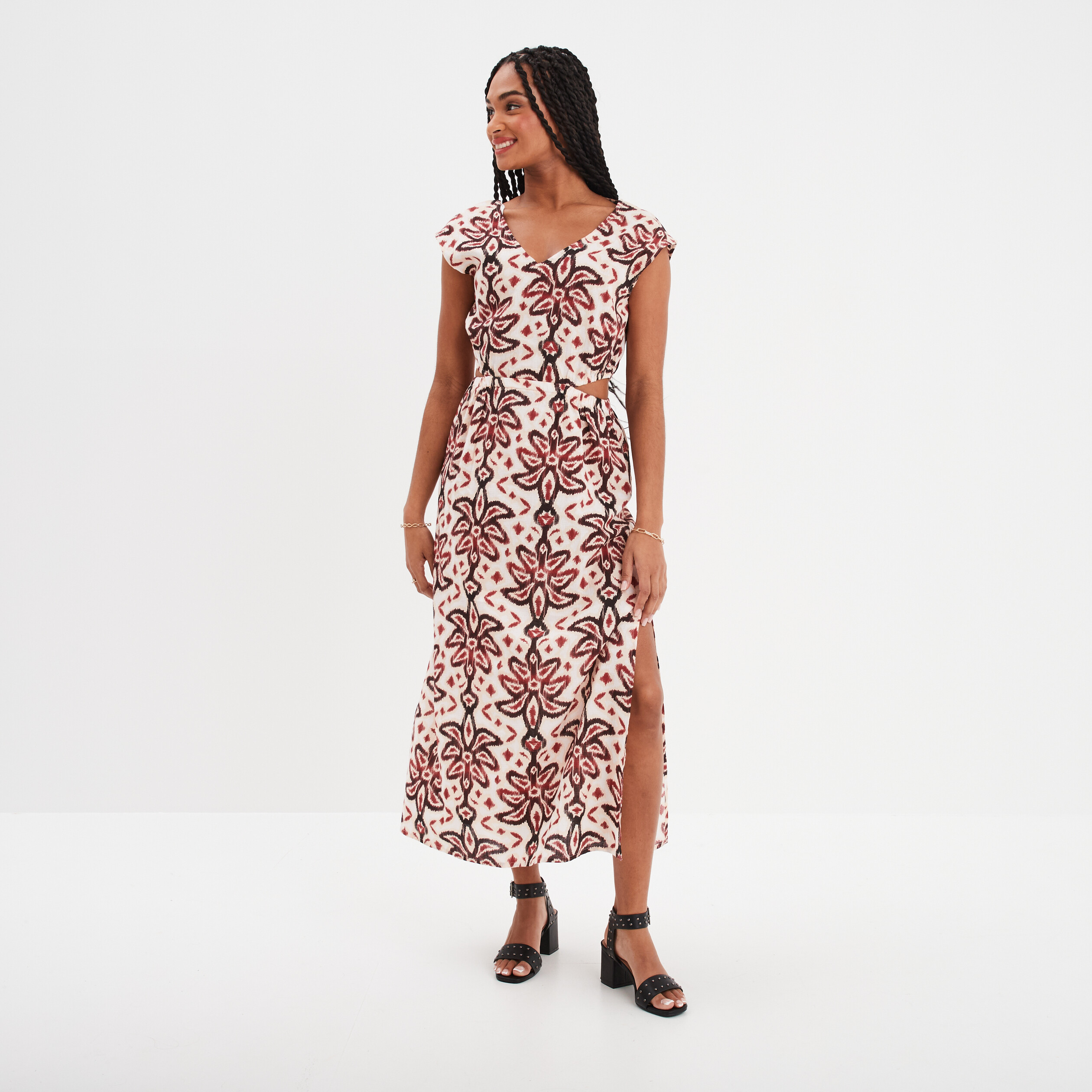 robe longue avec ouvertures liberto ecru femme Robe longue avec ouvertures Liberto ecru femme