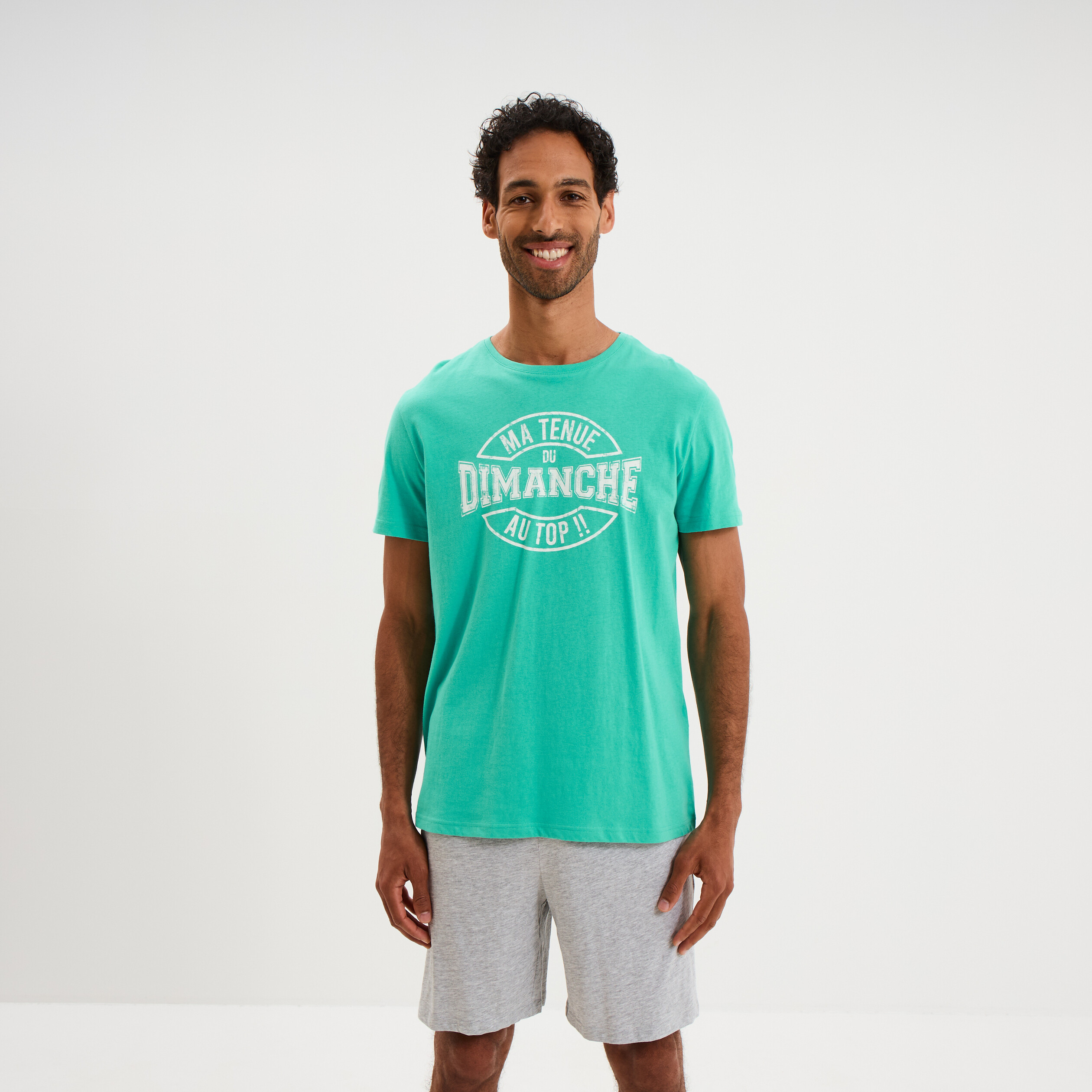 Ensemble pyjama avec short et t-shirt vert menthe homme