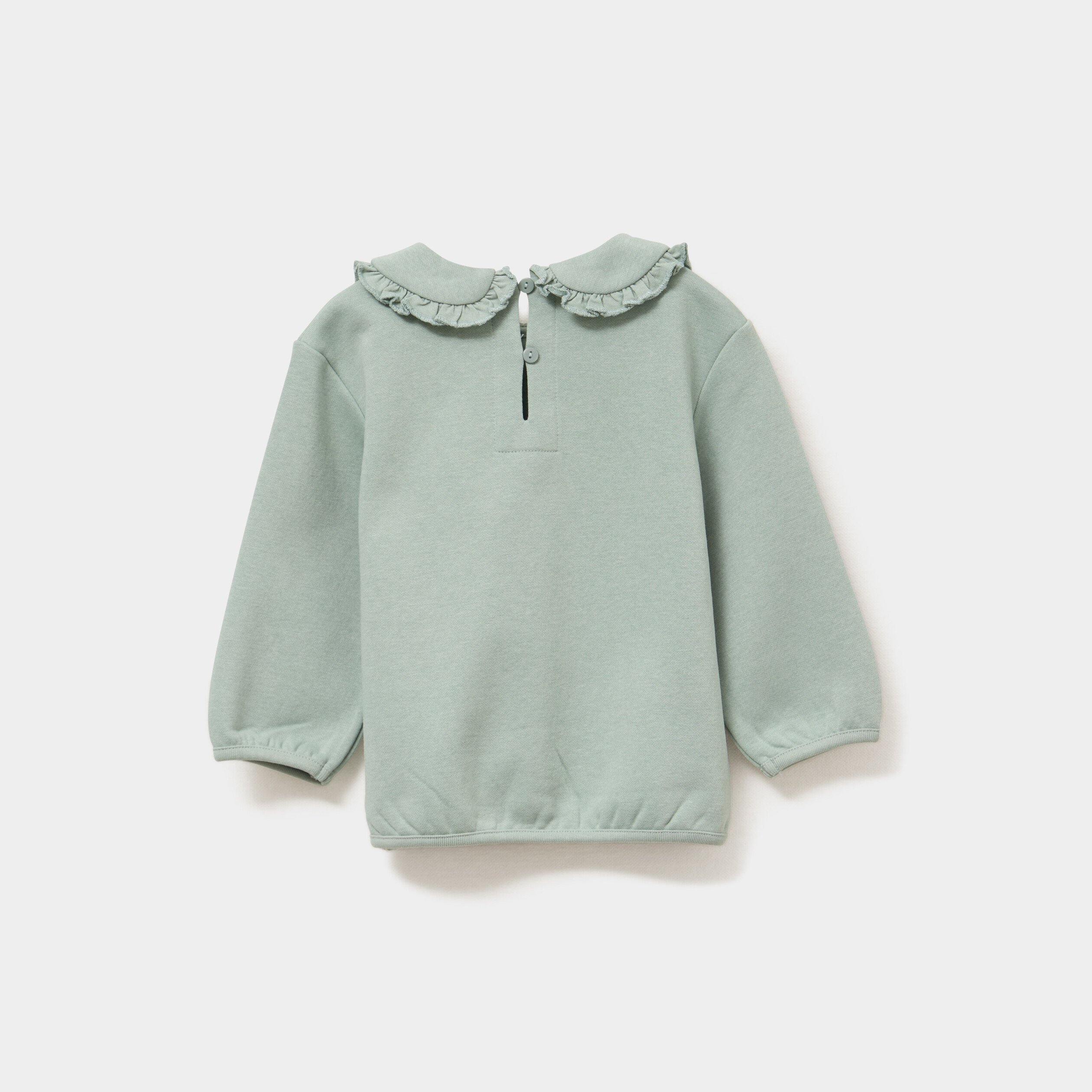 sweat col claudine a volants vert pastel bebef Sweat col claudine à volants vert pastel bébé fille