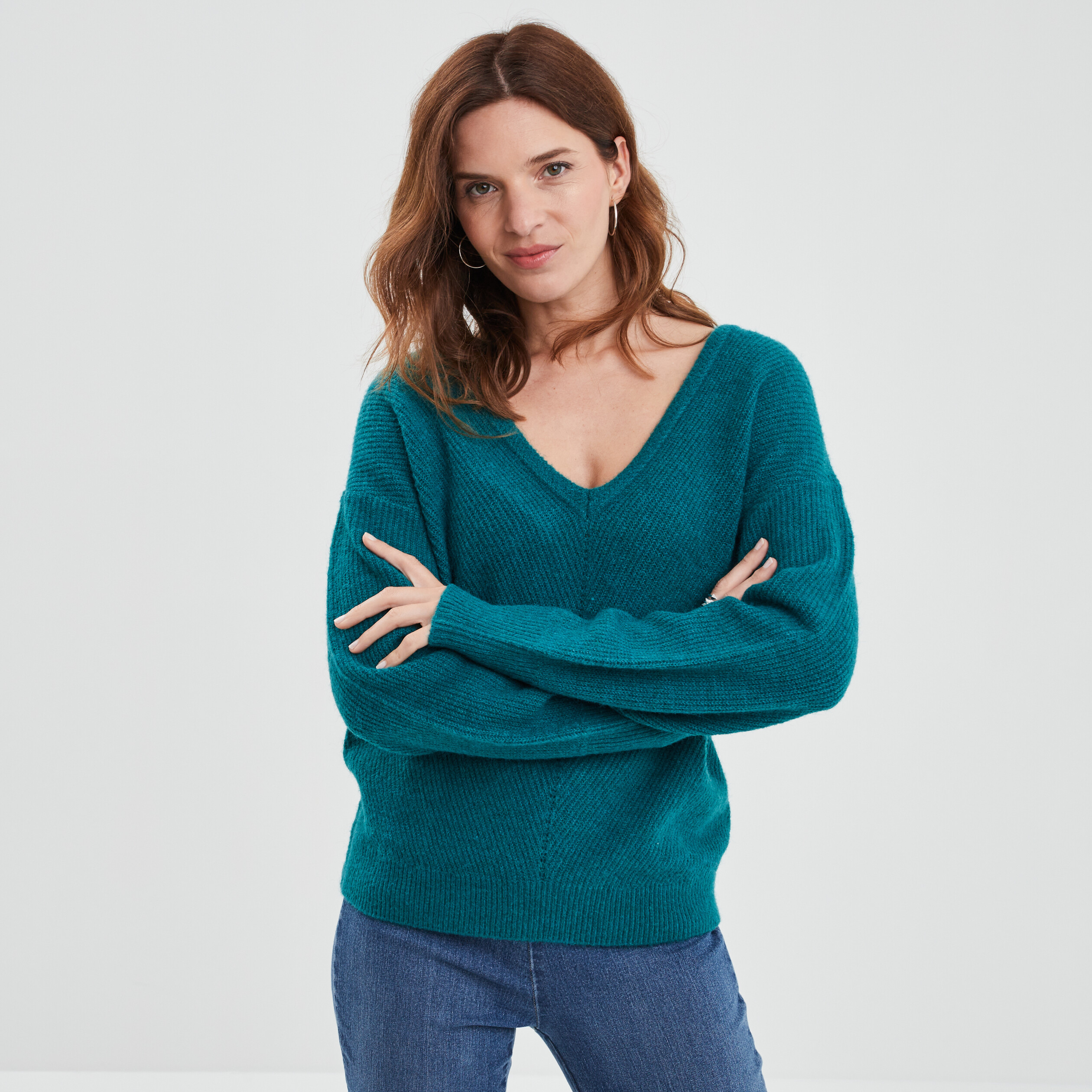 Pull sales fin femme