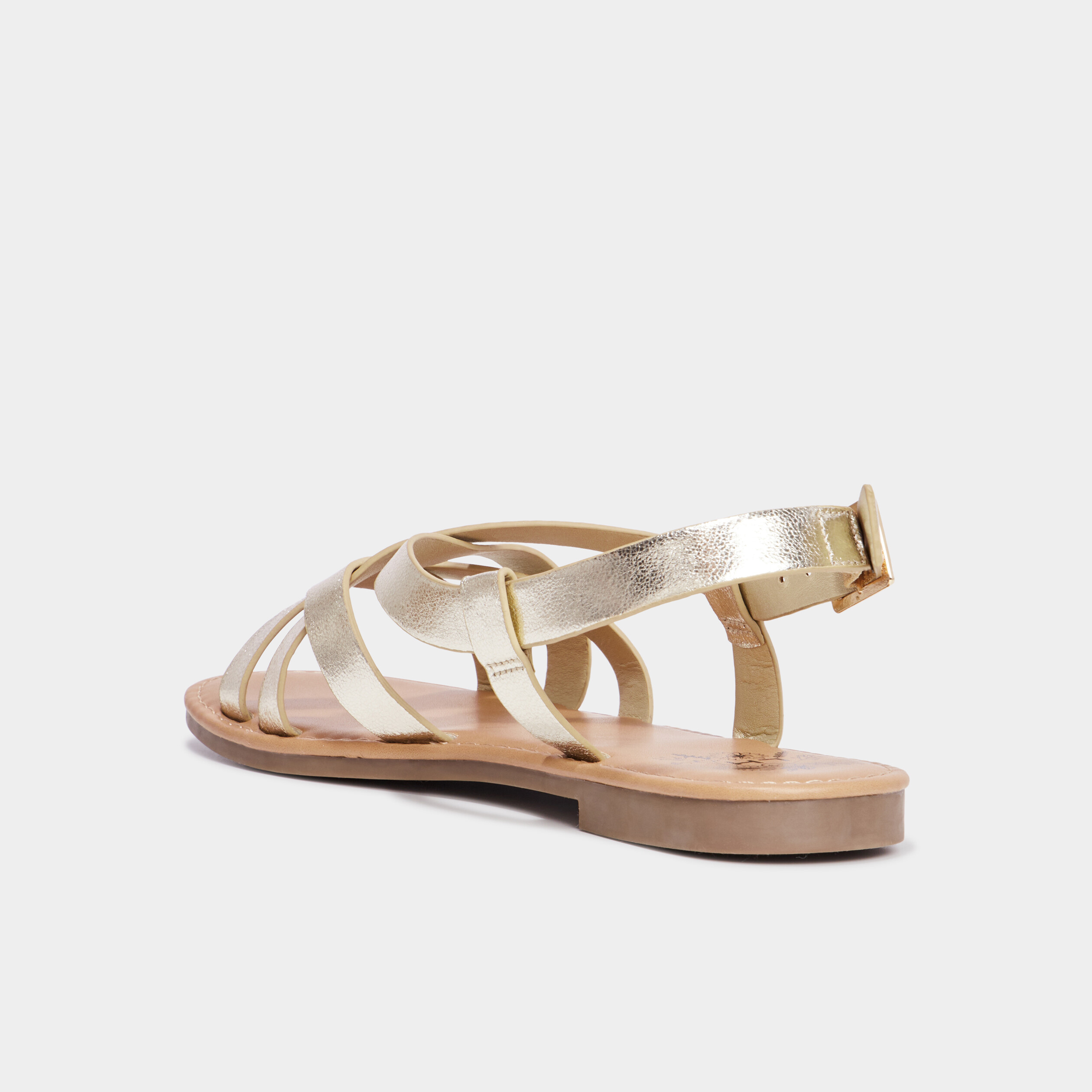 sandales plates brides croisees jaune or femme Sandales plates brides croisées jaune or femme