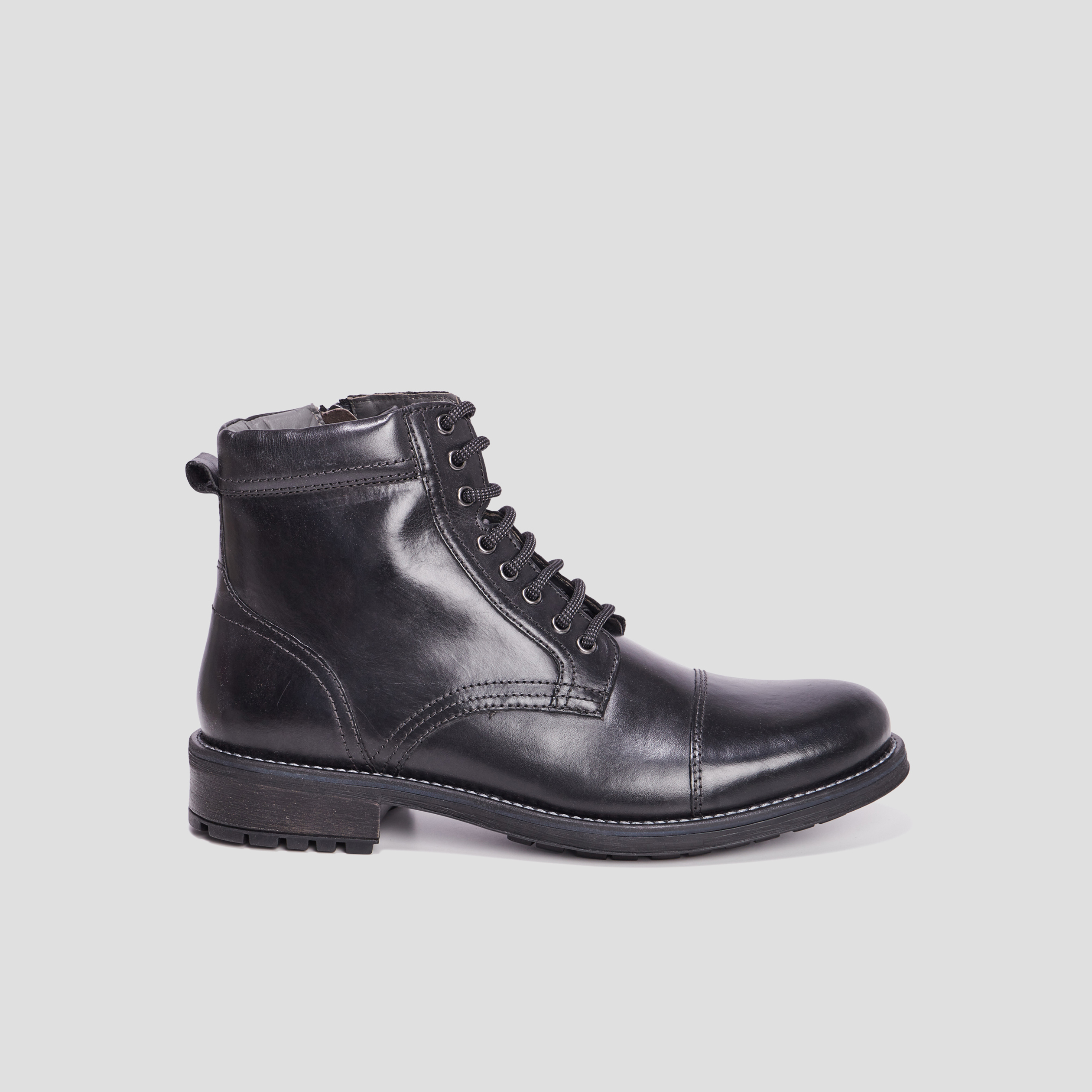 Bottines zippees en cuir Boritz noir homme La Halle