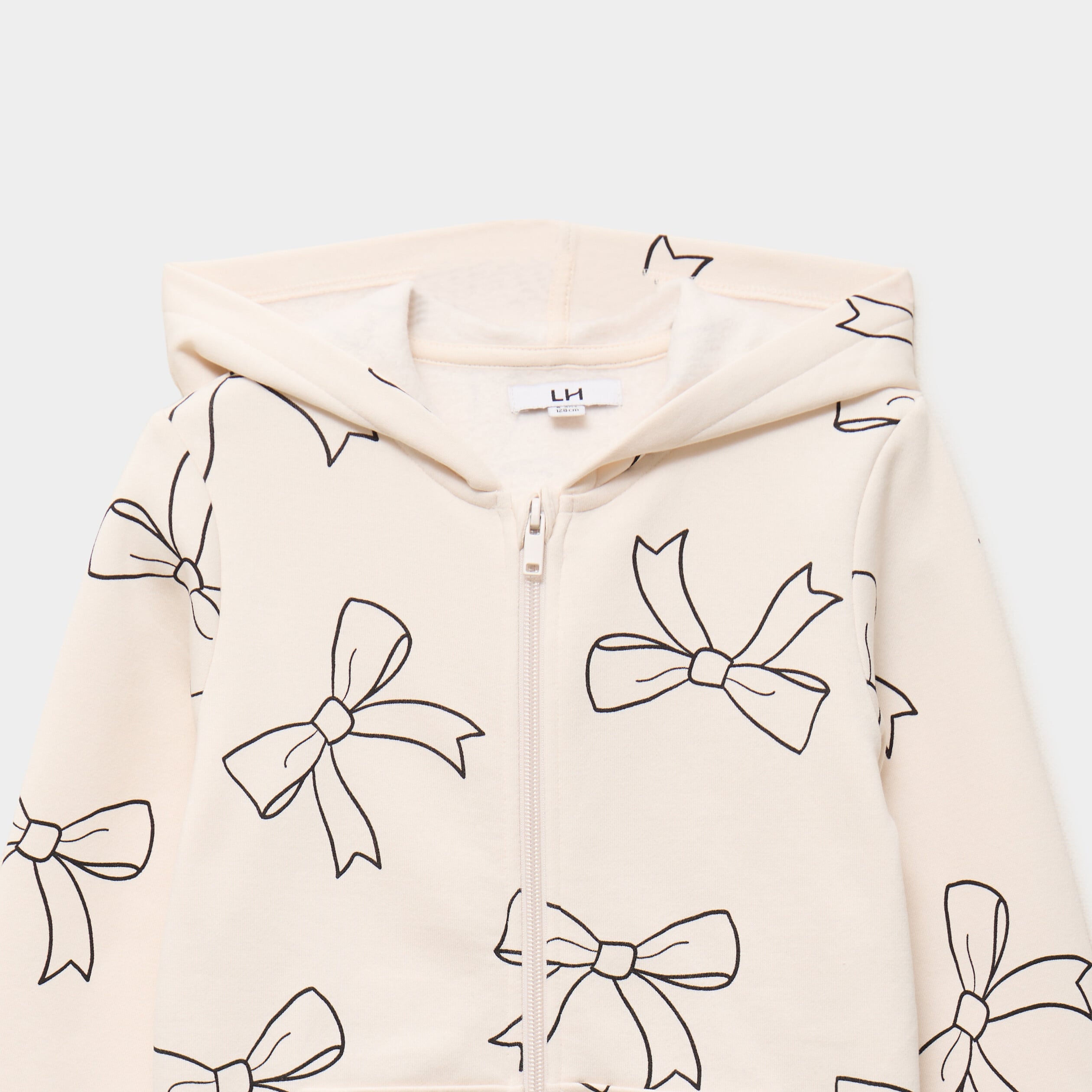 Sweat zipp&eacute; &agrave; capuche beige fille