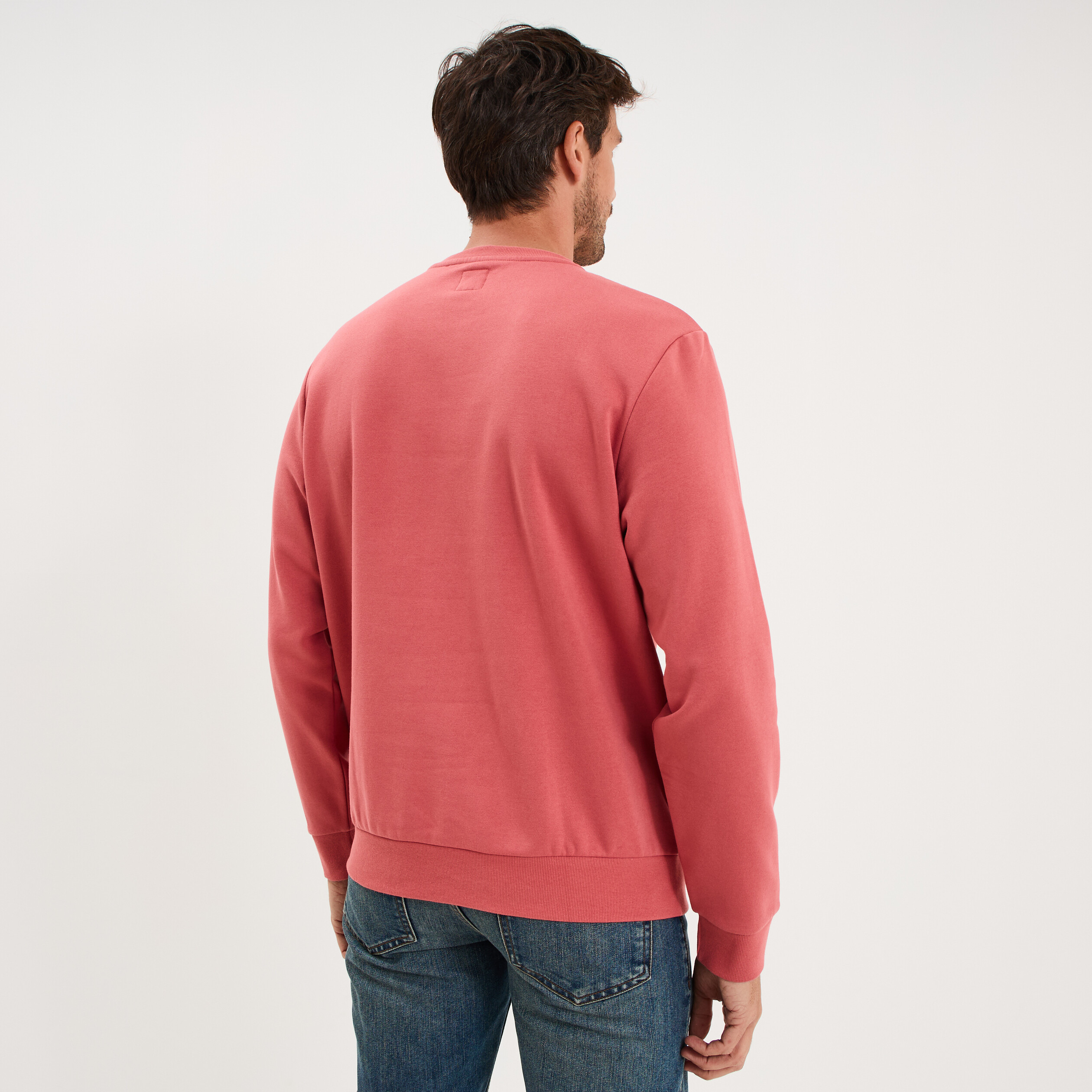 Sweat molleton col rond vieux rose homme