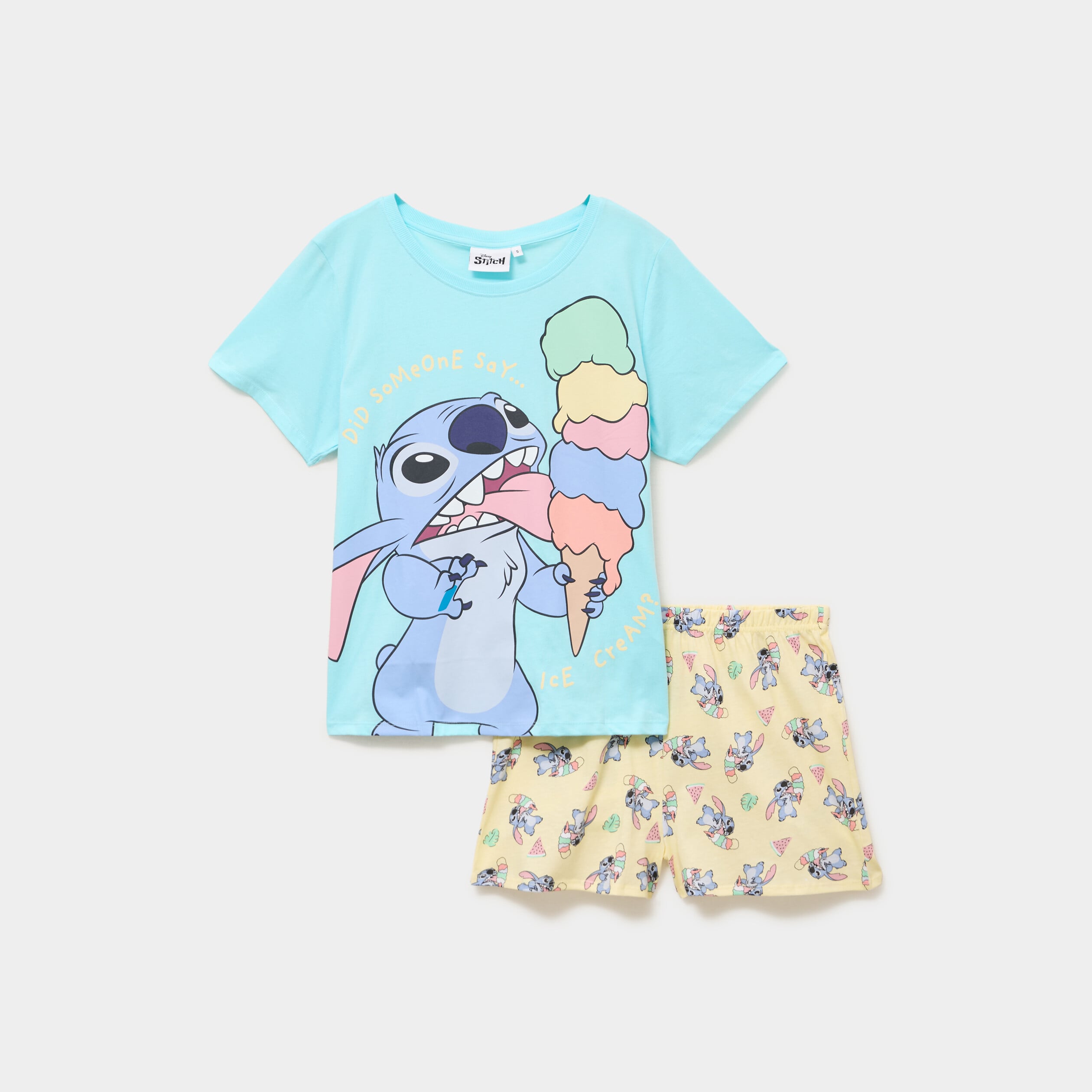 Ensemble pyjama short coton Stitch bleu turquoise femme