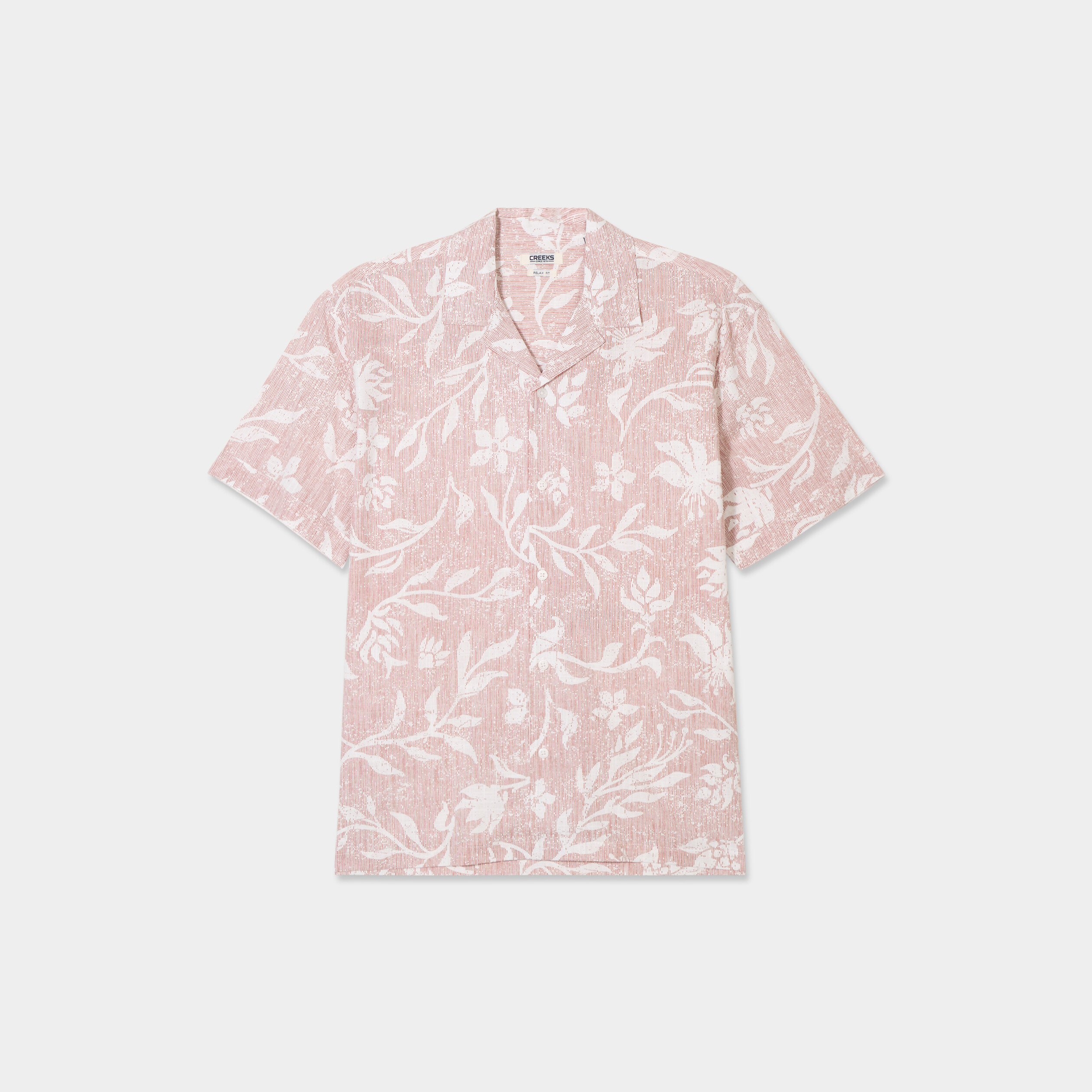 Chemise en coton manches courtes vieux rose homme