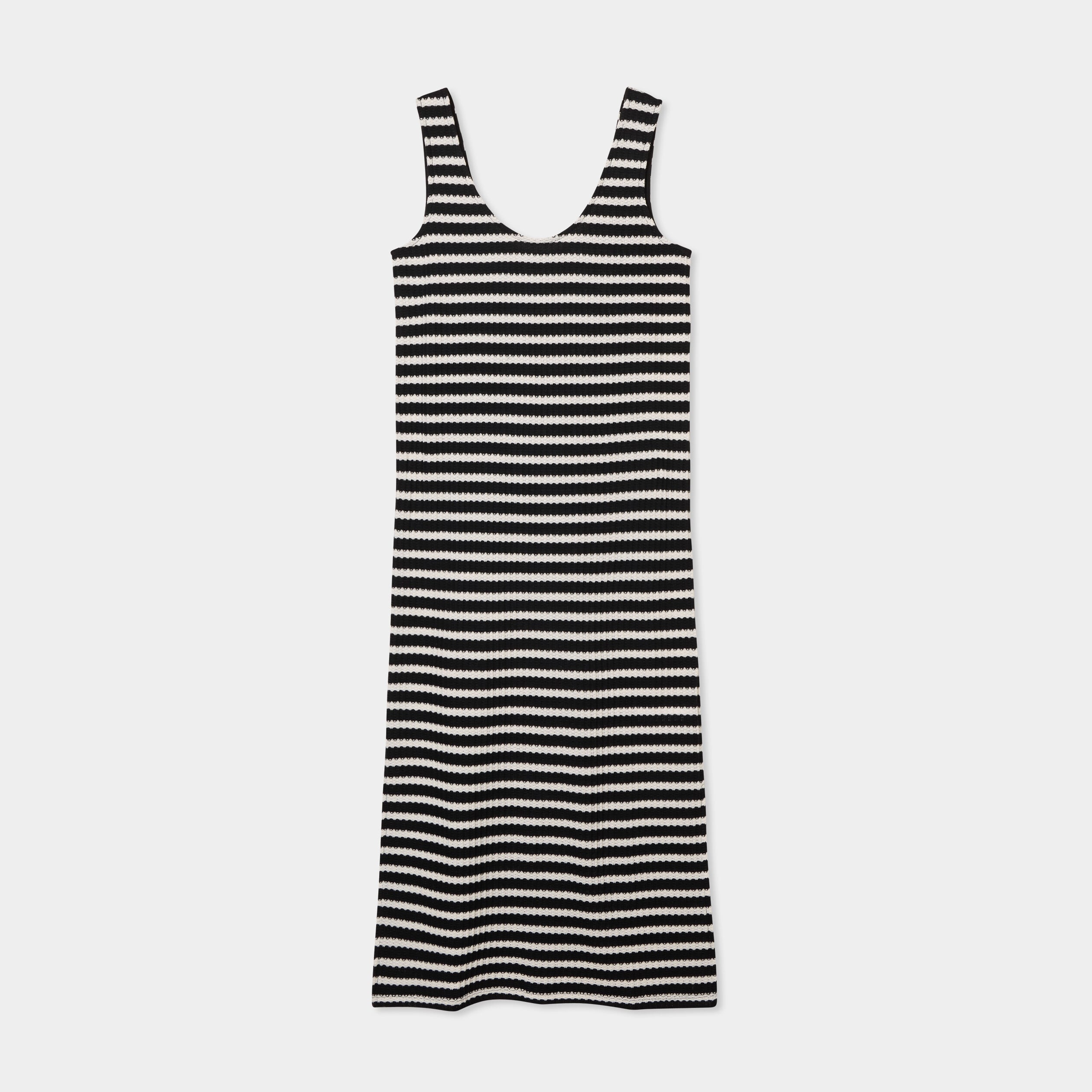 Robe longue en crochet bretelles larges noir femme