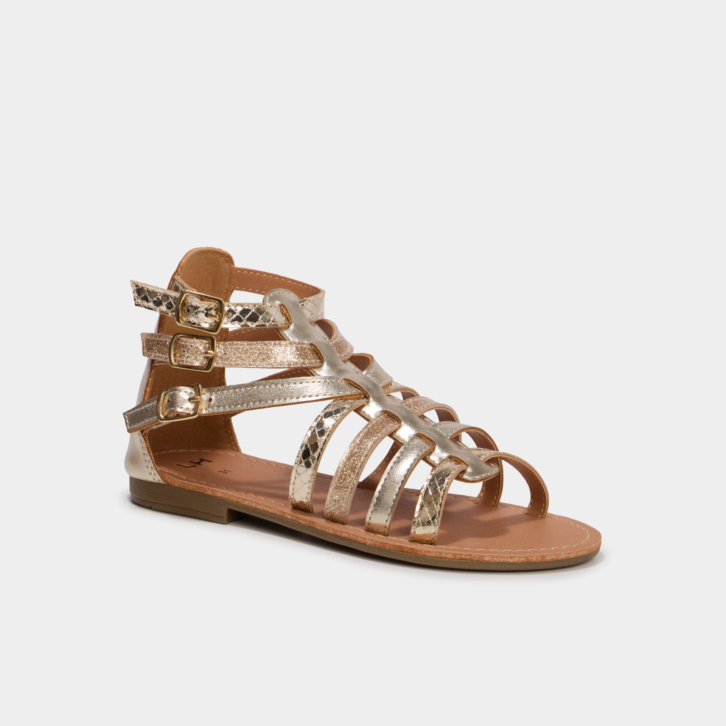 Sandales spartiates jaune or fille