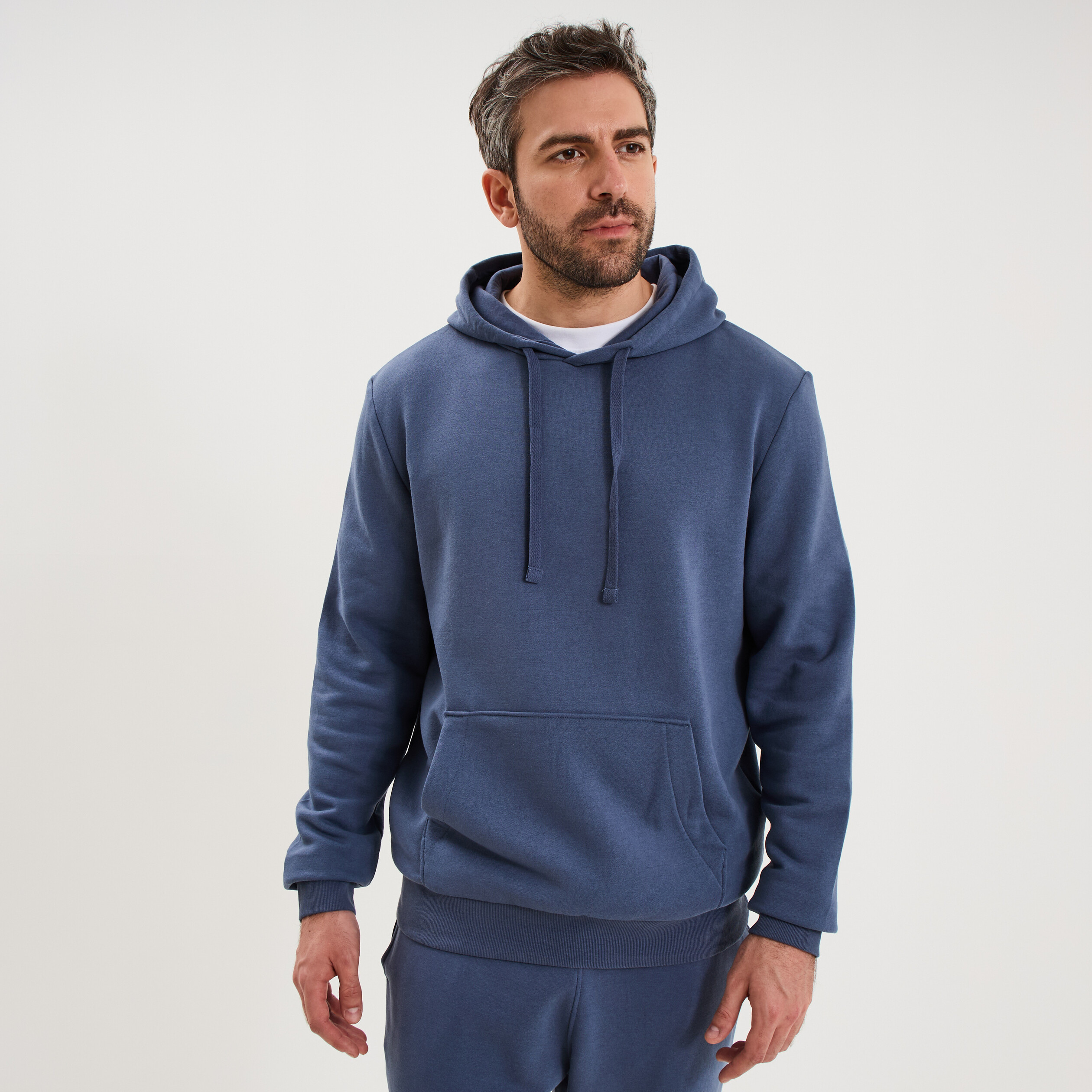 Sweat molleton &agrave; capuche hoodie bleu lavande homme