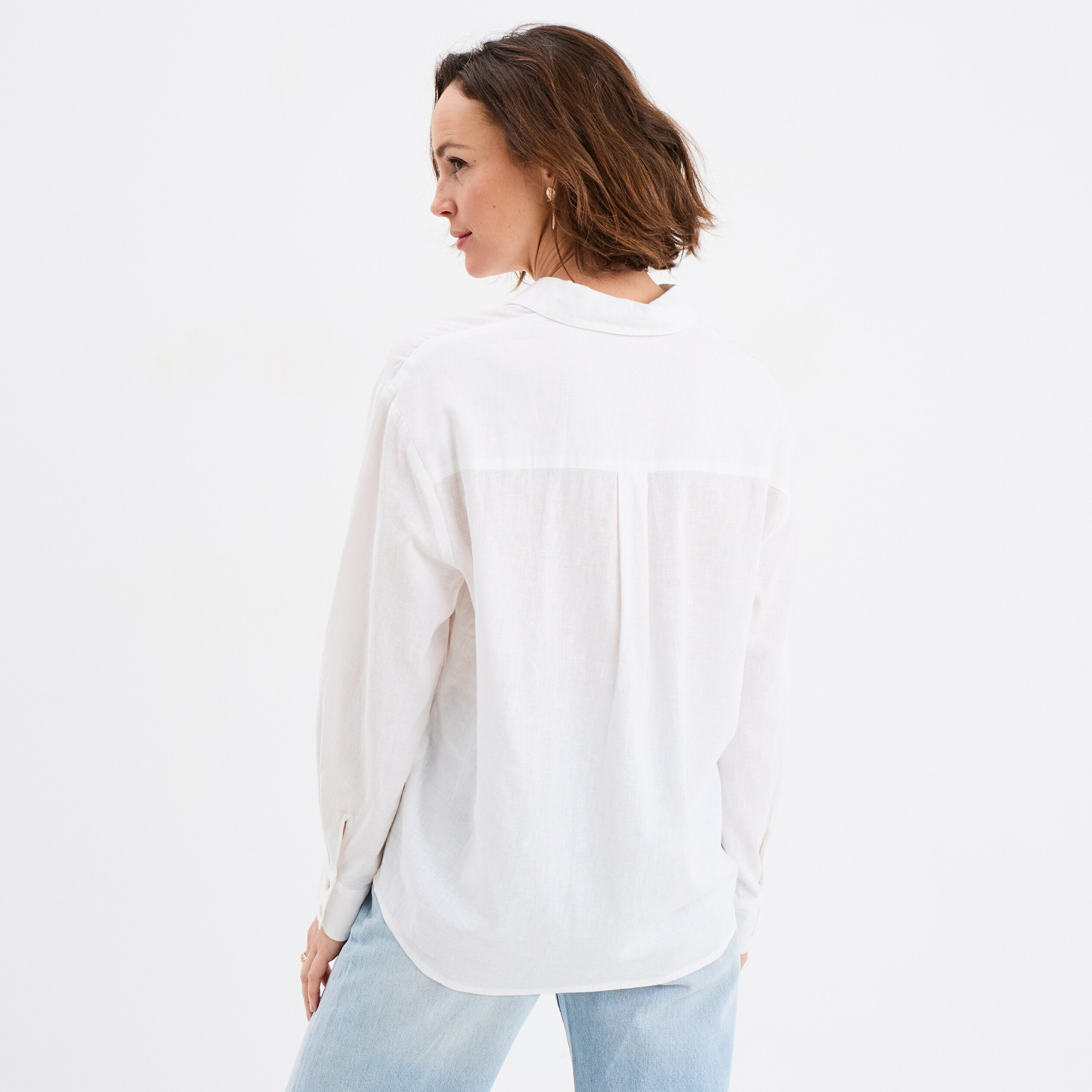 chemise oversize lin melange blanc femme Chemise oversize lin mélangé blanc femme